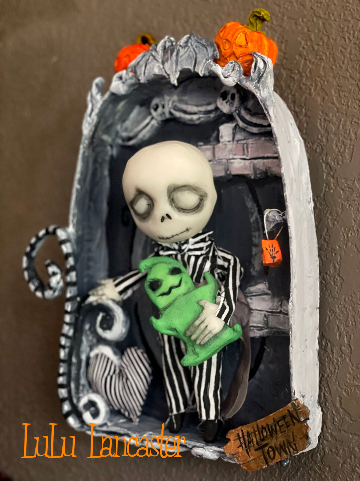 Mini Sleeping Jack in Halloween town Hanging Box Original LuLu Lancaster Halloween Art Doll