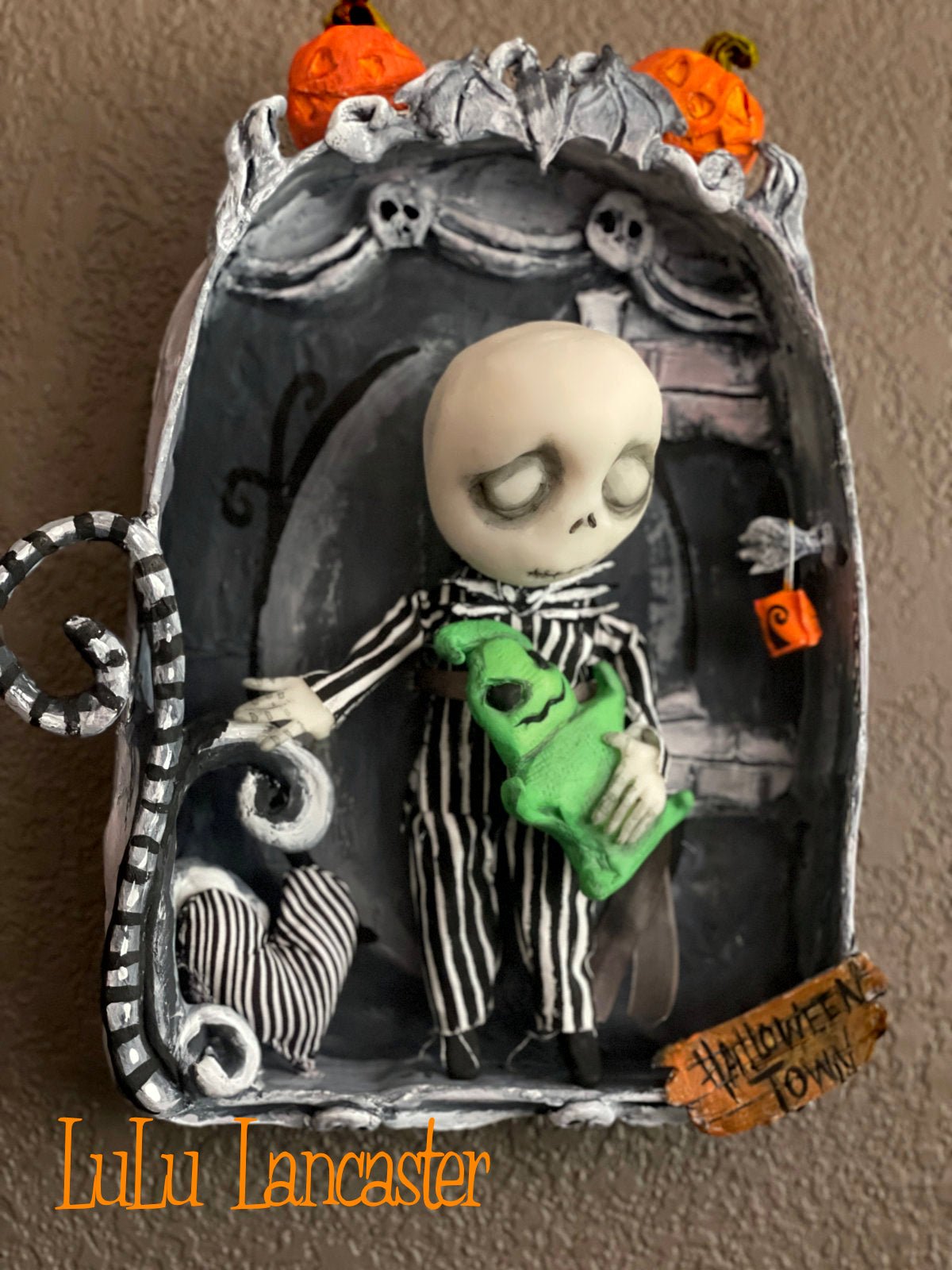 Mini Sleeping Jack in Halloween town Hanging Box Original LuLu Lancaster Halloween Art Doll