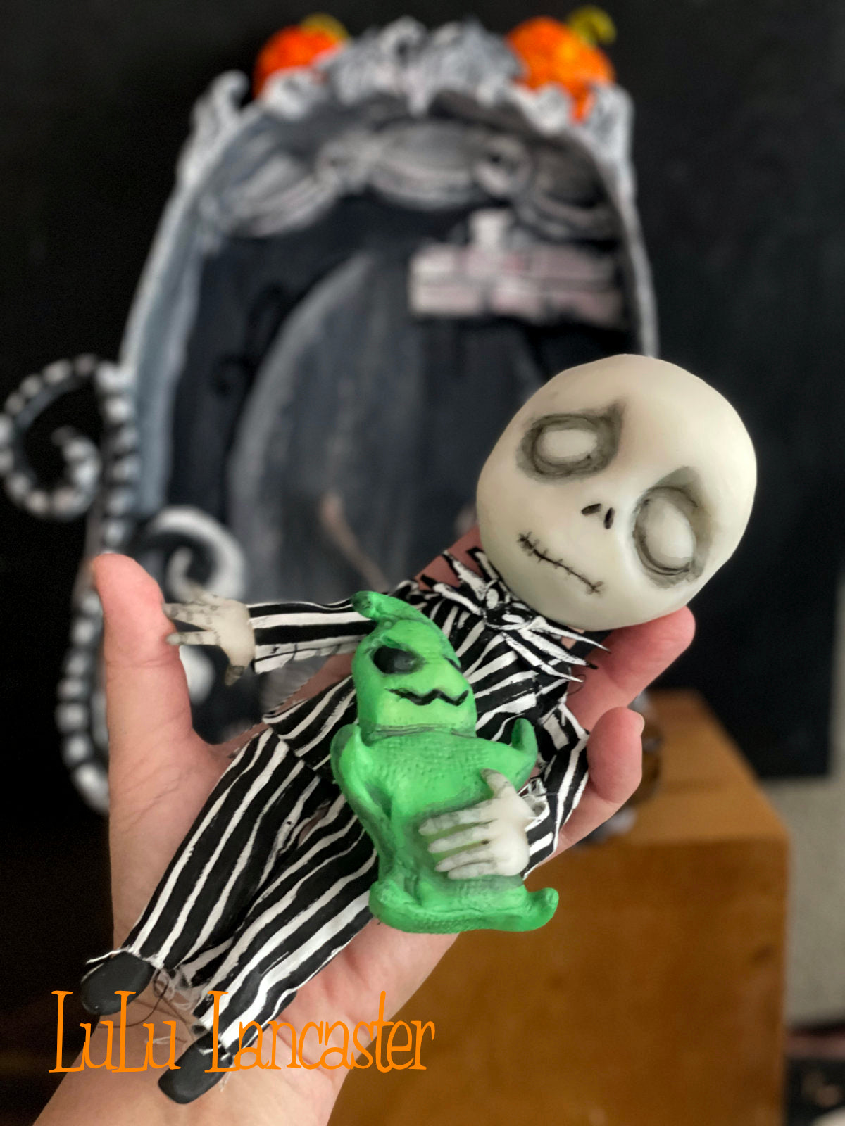 Mini Sleeping Jack in Halloween town Hanging Box Original LuLu Lancaster Halloween Art Doll