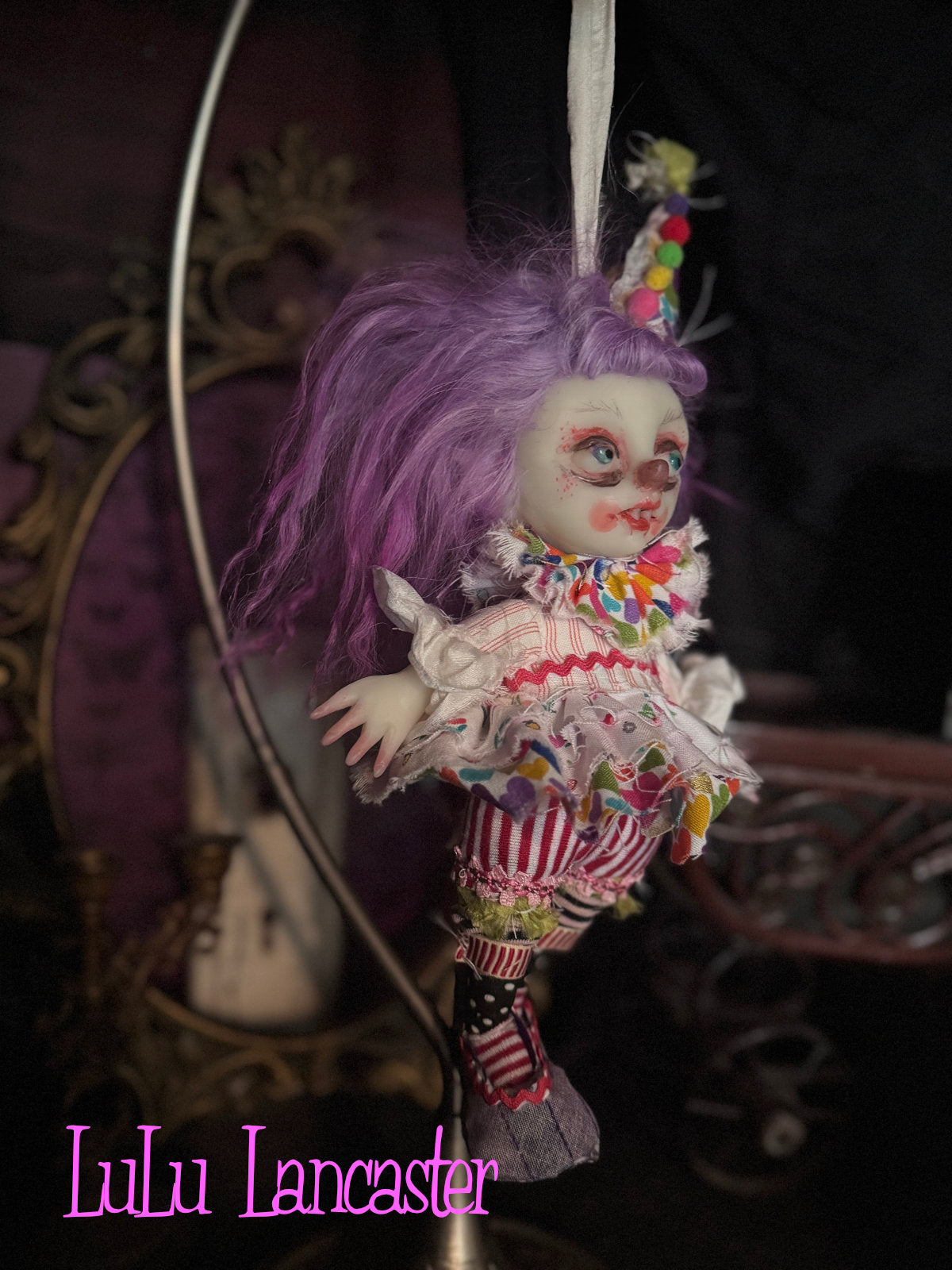 Minka Mini Biter clown hanging Valloween Original LuLu Lancaster Art Doll