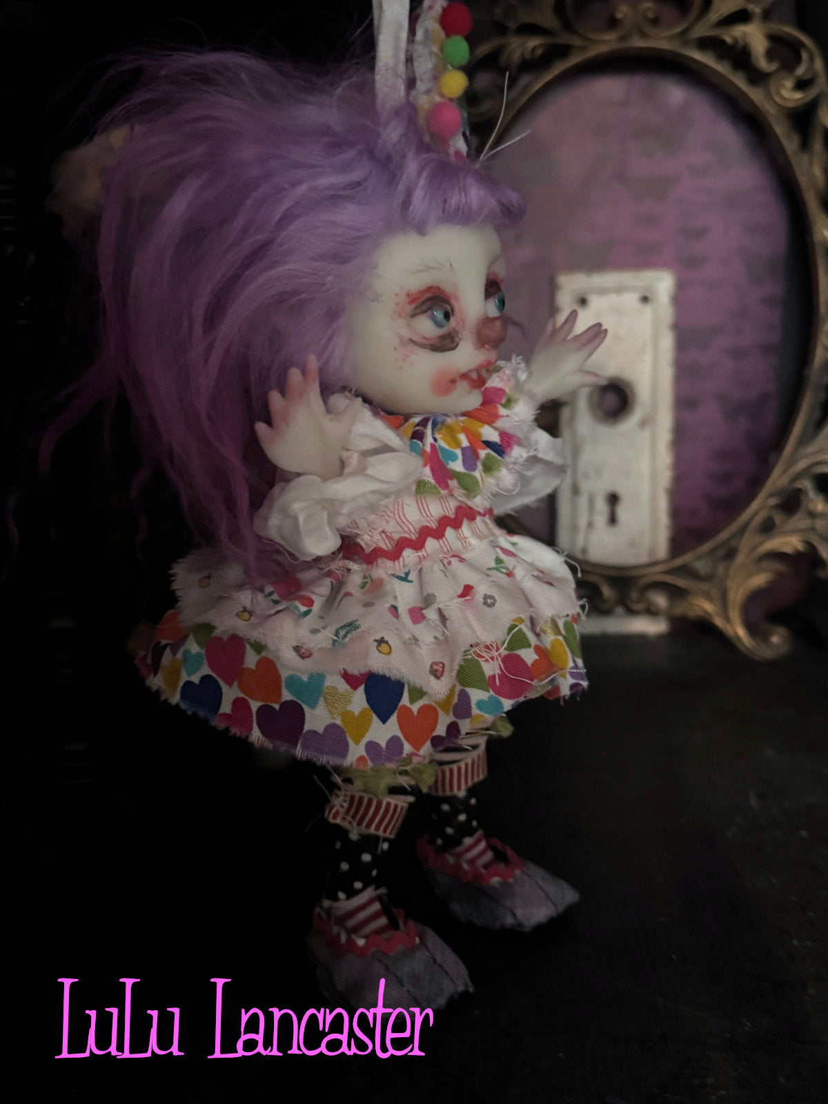Minka Mini Biter clown hanging Valloween Original LuLu Lancaster Art Doll