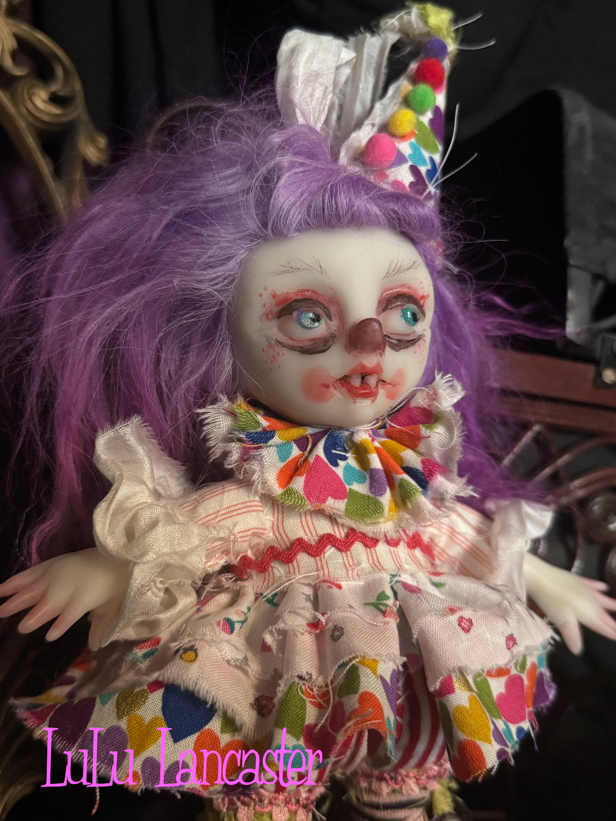 Minka Mini Biter clown hanging Valloween Original LuLu Lancaster Art Doll
