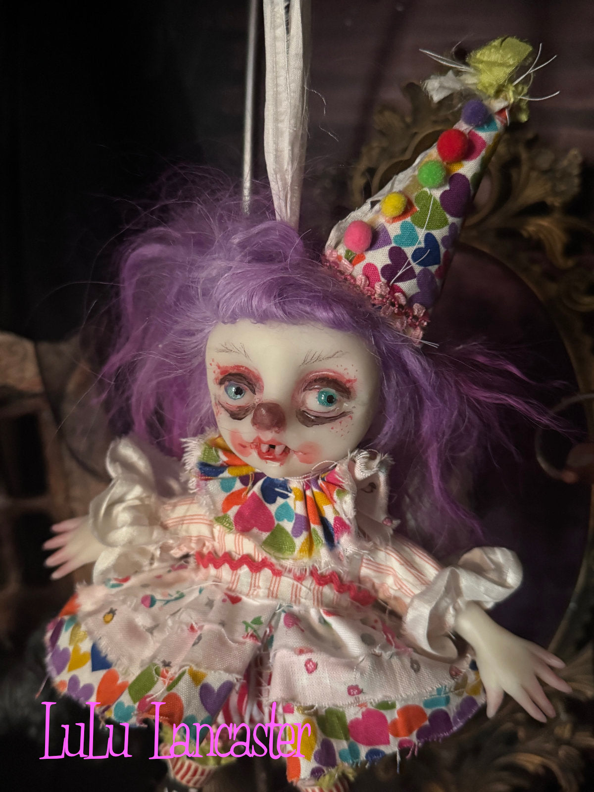Minka Mini Biter clown hanging Valloween Original LuLu Lancaster Art Doll