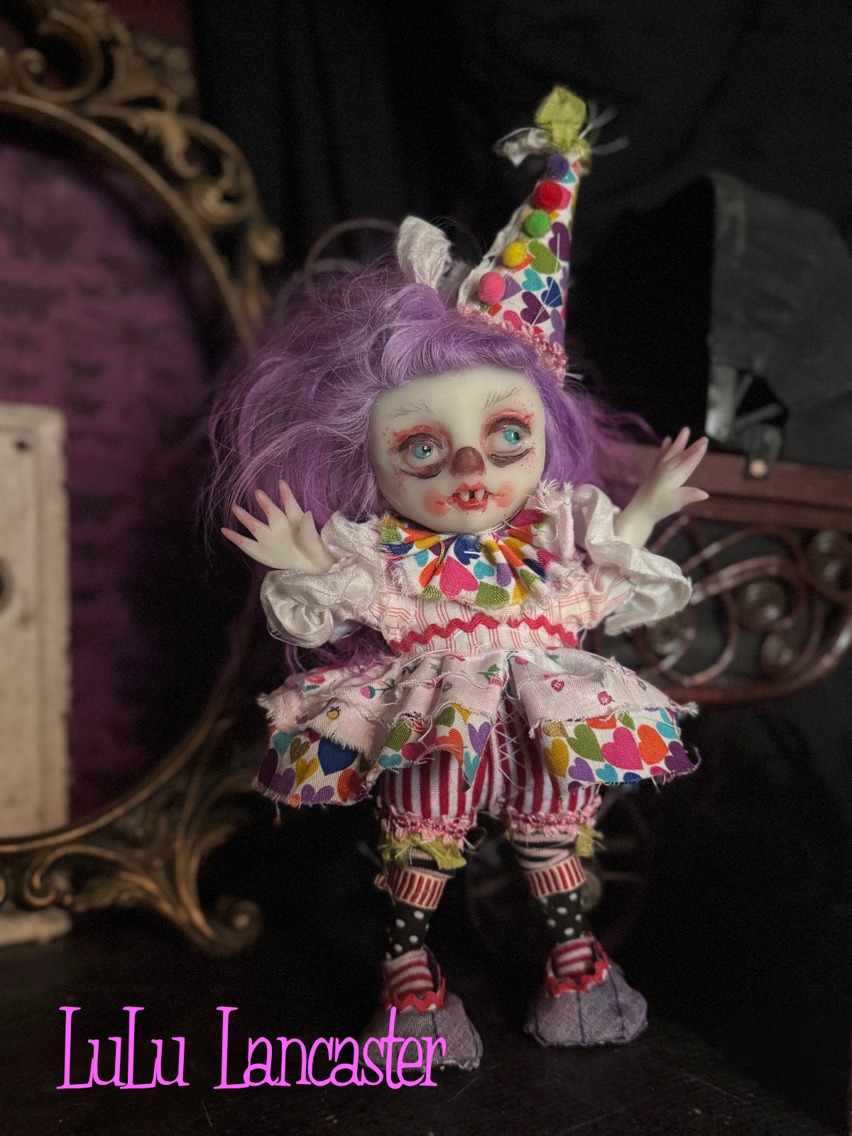 Minka Mini Biter clown hanging Valloween Original LuLu Lancaster Art Doll