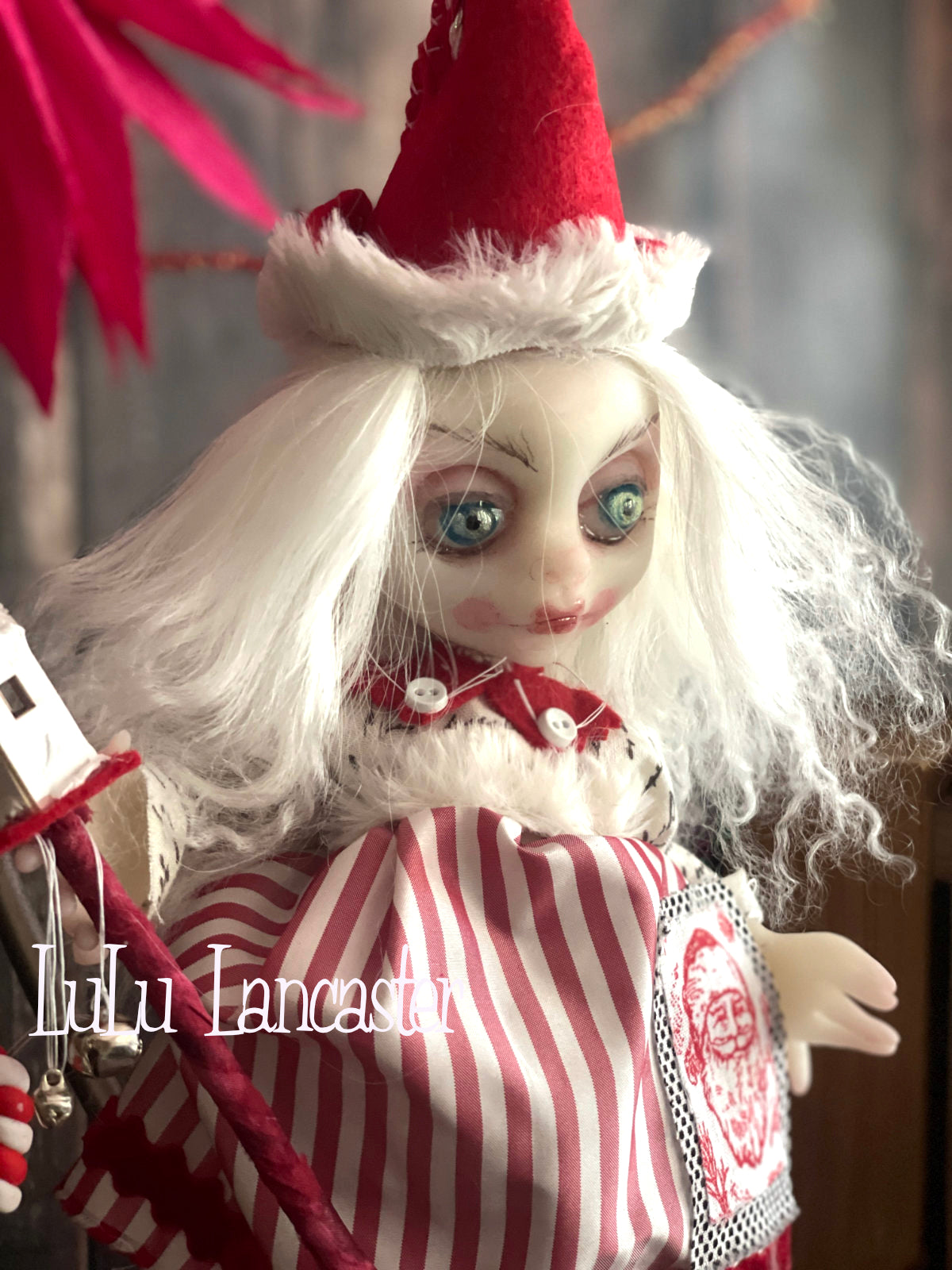 Pieni Mini hanging Christmas Elf Original LuLu Lancaster Art Doll
