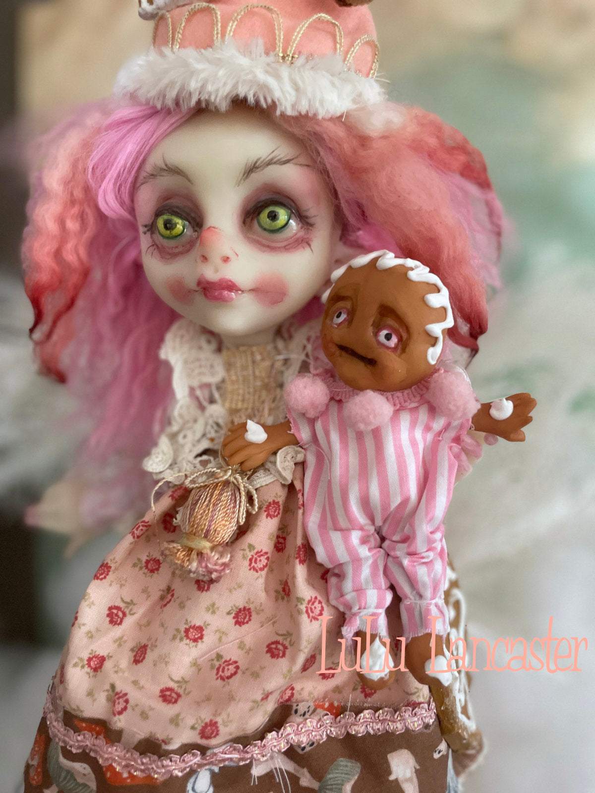 Pinkle Gingerbread Puff the Christmas Elf LuLu's Holiday Original LuLu Lancaster Art Doll