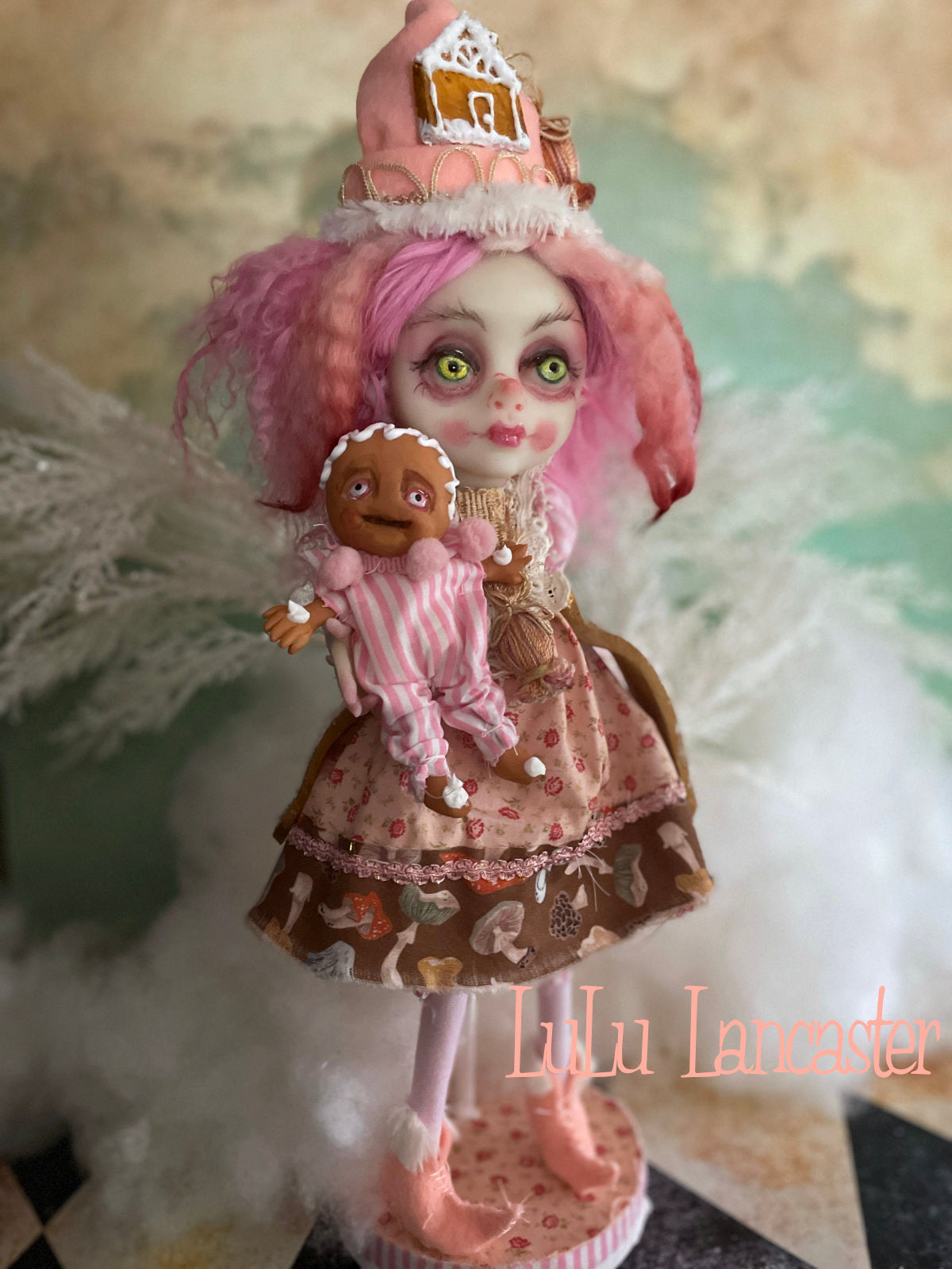 Pinkle Gingerbread Puff the Christmas Elf LuLu's Holiday Original LuLu Lancaster Art Doll