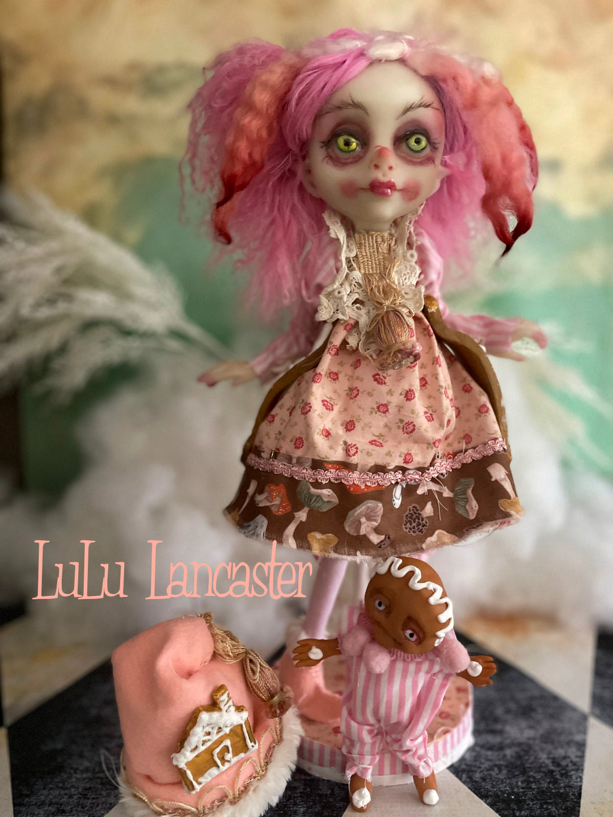 Pinkle Gingerbread Puff the Christmas Elf LuLu's Holiday Original LuLu Lancaster Art Doll