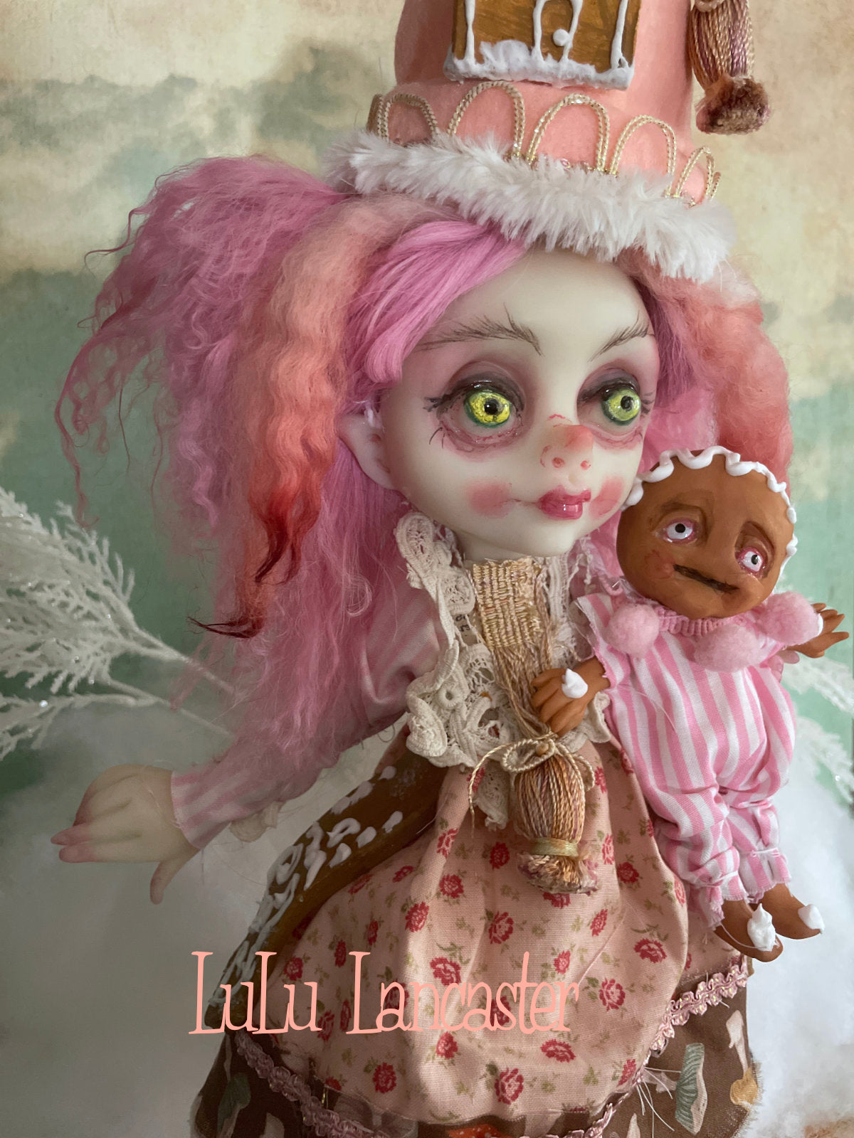 Pinkle Gingerbread Puff the Christmas Elf LuLu's Holiday Original LuLu Lancaster Art Doll