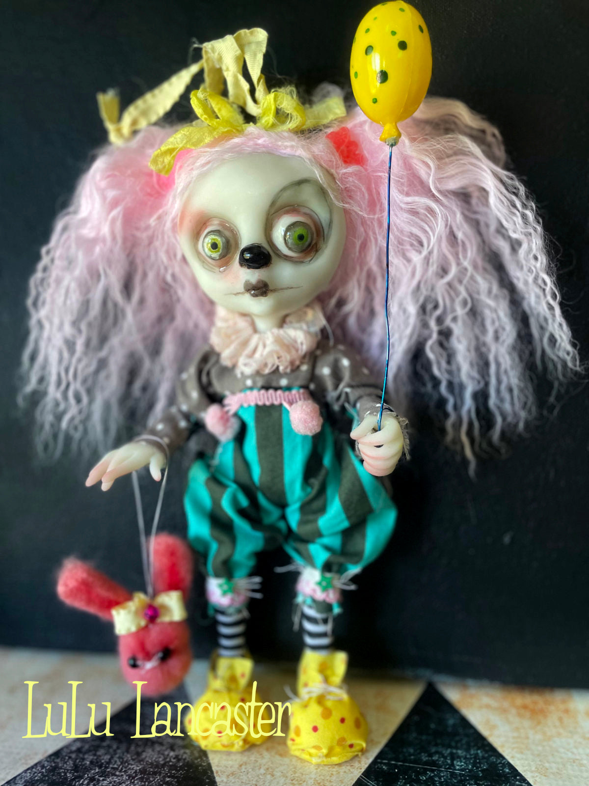 Pinky Lemonade clown Mini hanging Original LuLu Lancaster Art Doll
