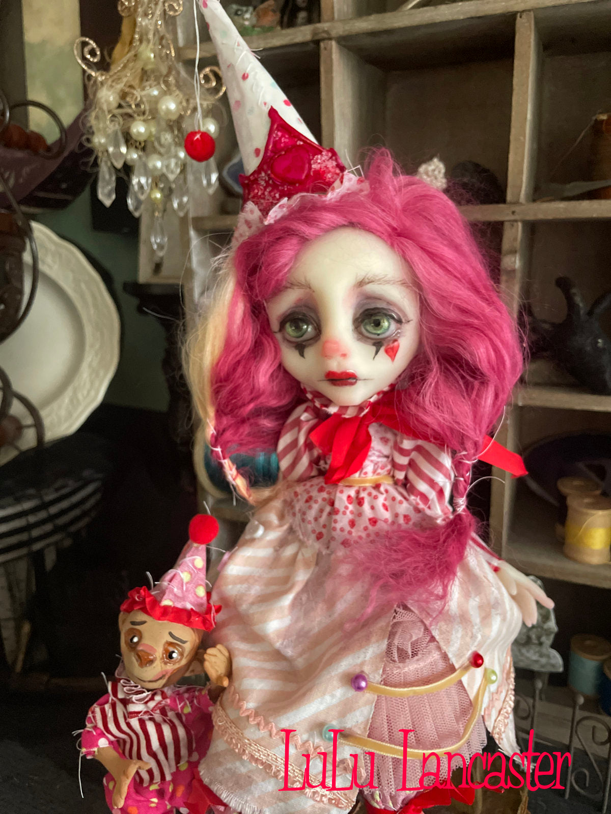 Pinky Poppet and Tater traveling circus clown Original LuLu Lancaster Art Doll