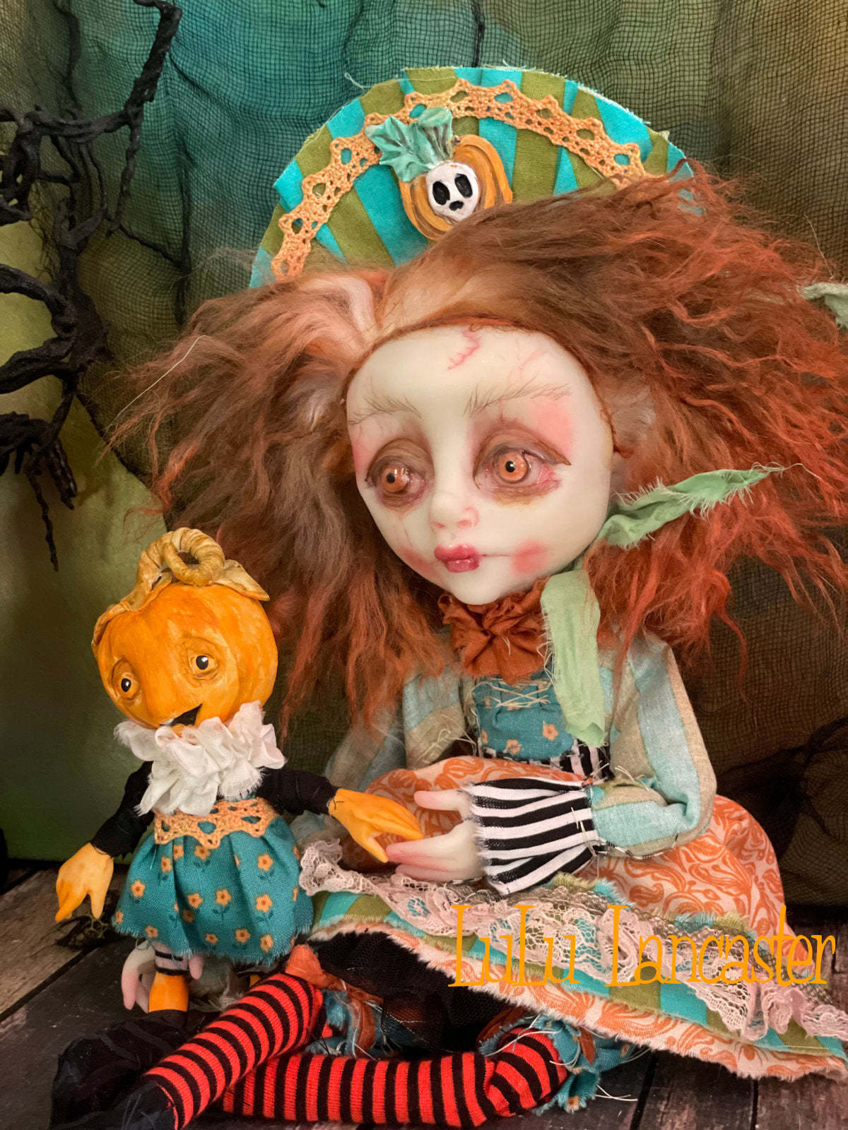 Punkin Halloween Sitter Original LuLu Lancaster Art Dolls