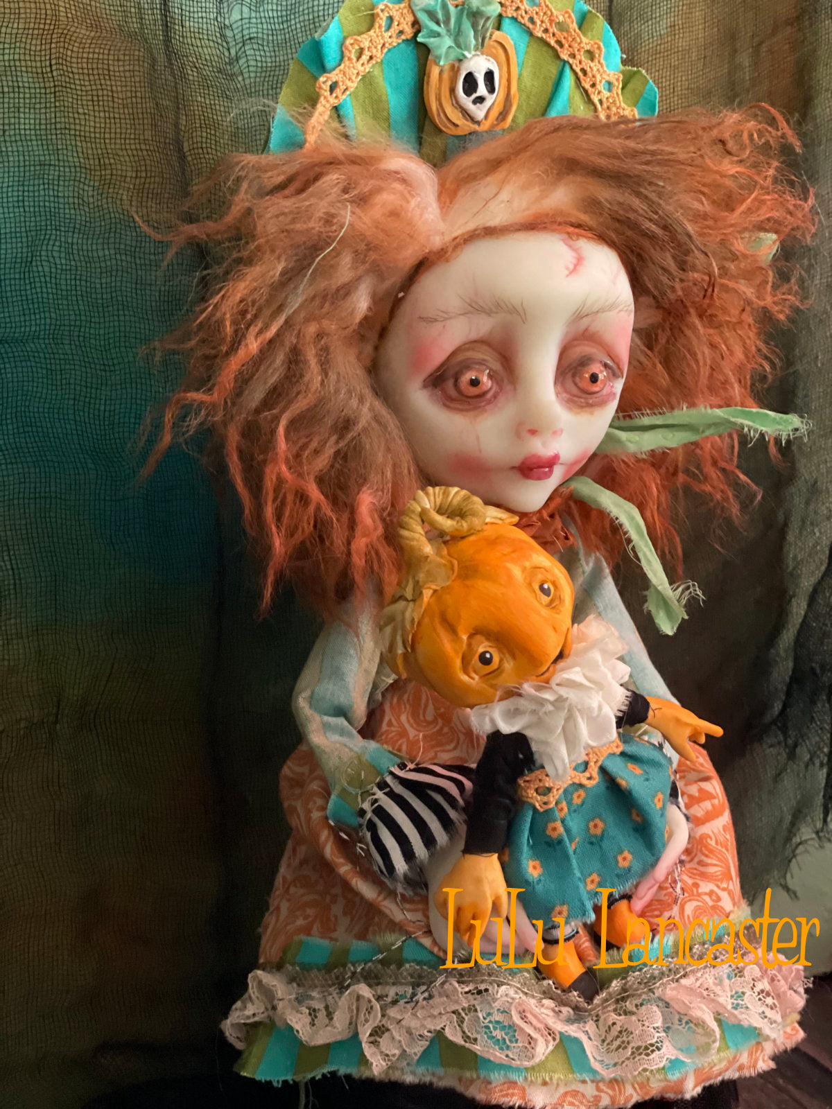 Punkin Halloween Sitter Original LuLu Lancaster Art Dolls