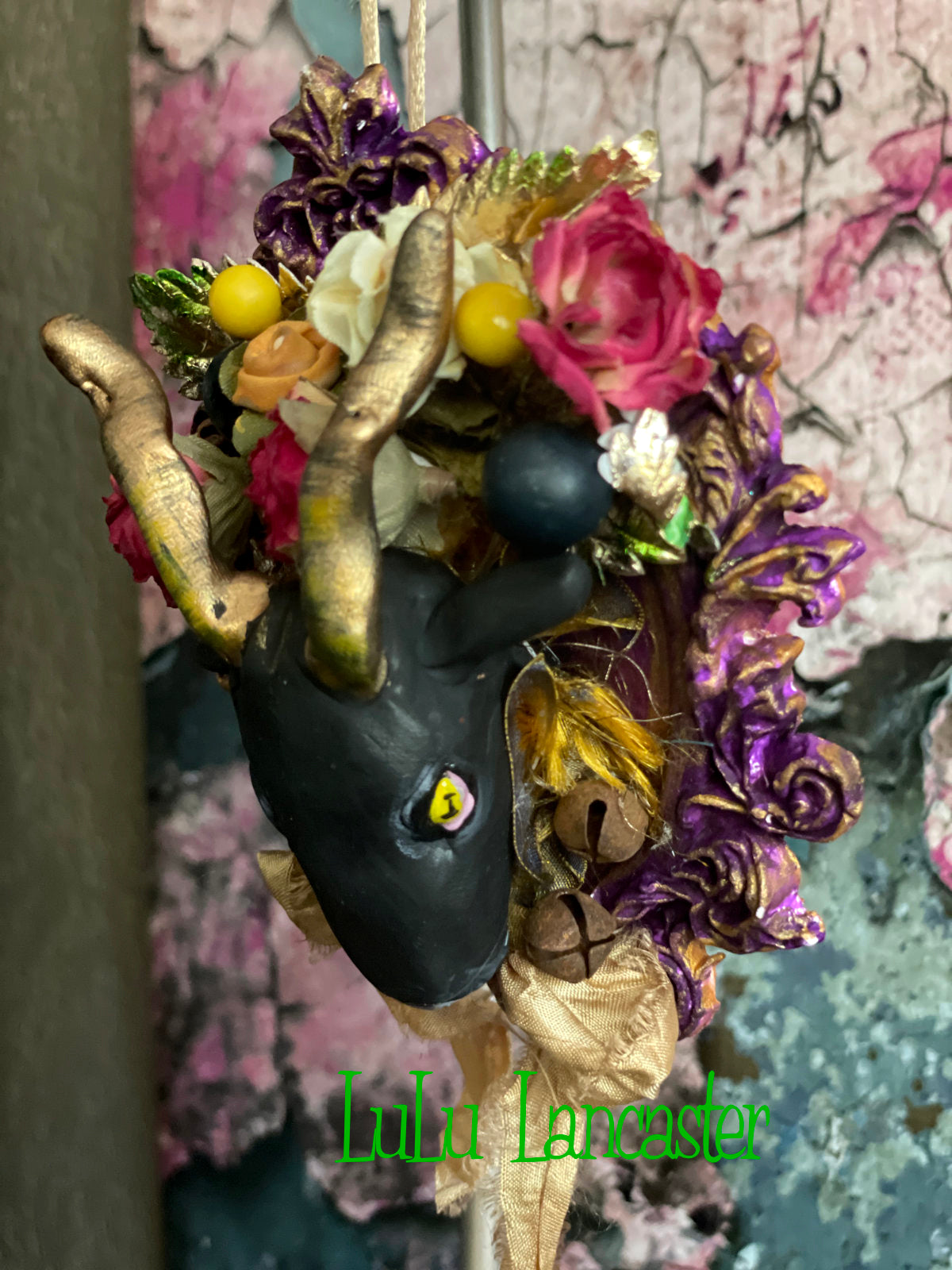 Black Phillip ornament Purple frame~ Original LuLu Lancaster Art Doll