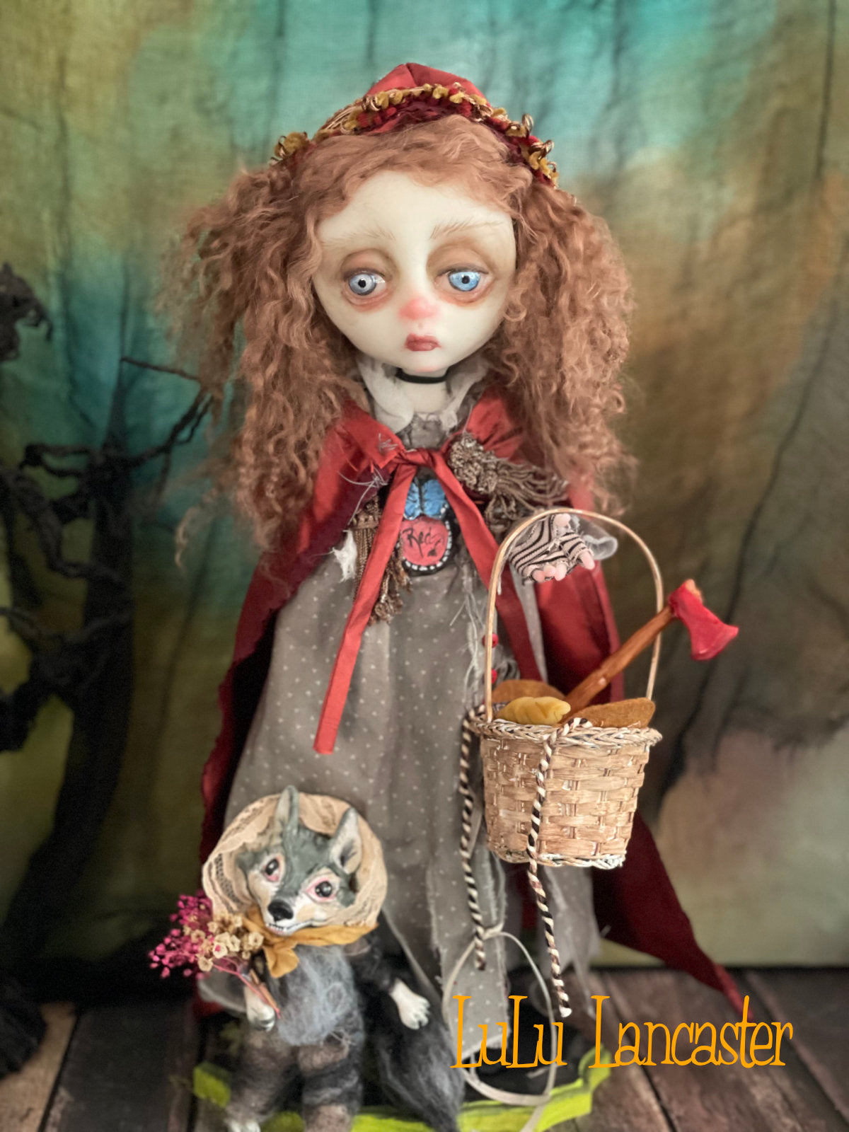 Red Riding Hood Goth dark Fairytale Original LuLu Lancaster Art Doll