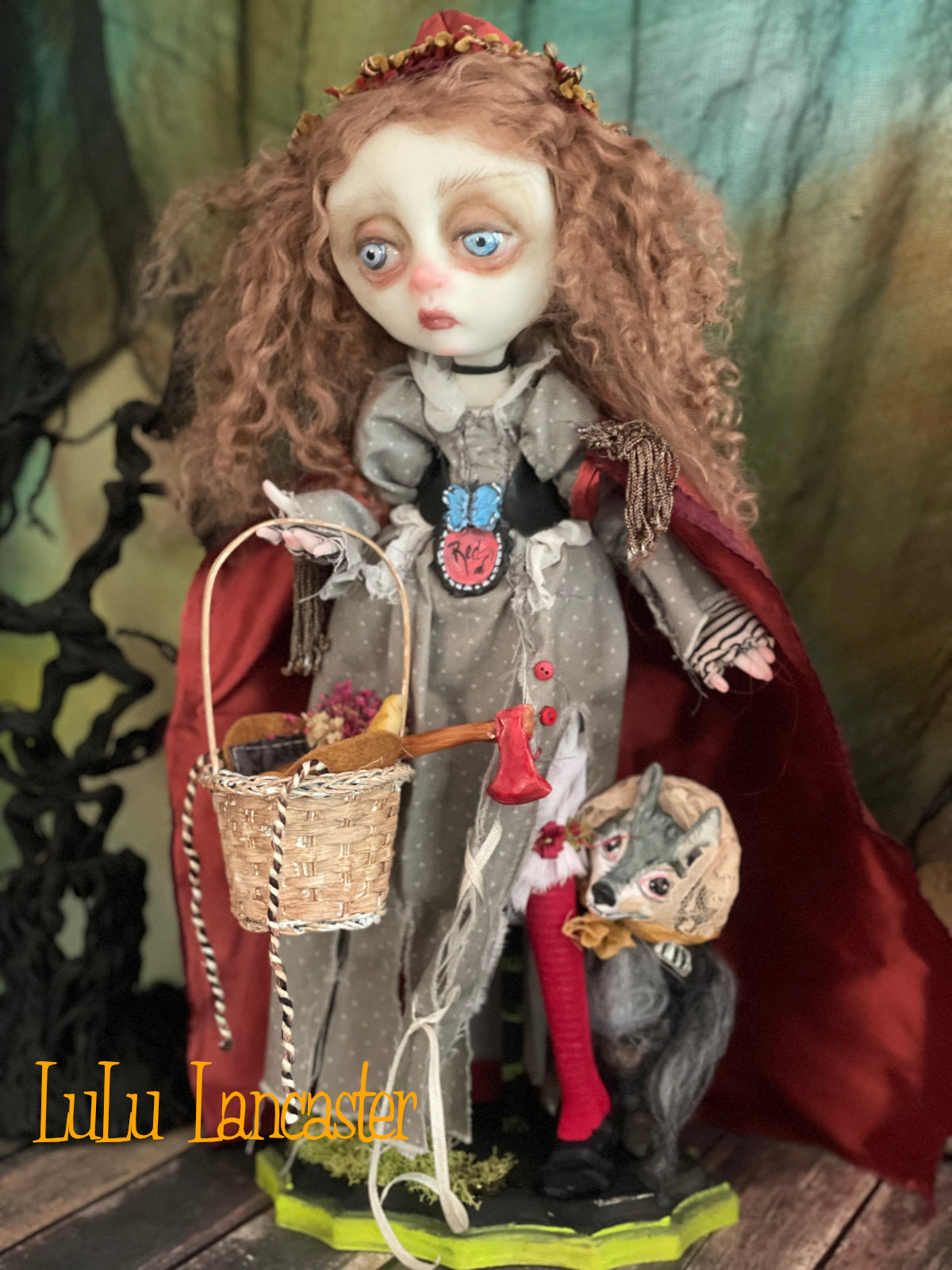 Red Riding Hood Goth dark Fairytale Original LuLu Lancaster Art Doll