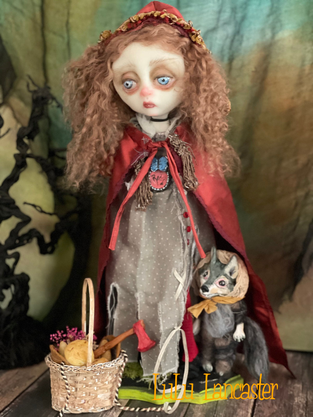 Red Riding Hood Goth dark Fairytale Original LuLu Lancaster Art Doll