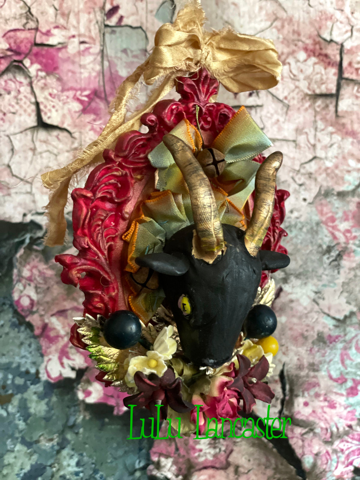 Black Phillip ornament Red frame~ Original LuLu Lancaster Art Doll