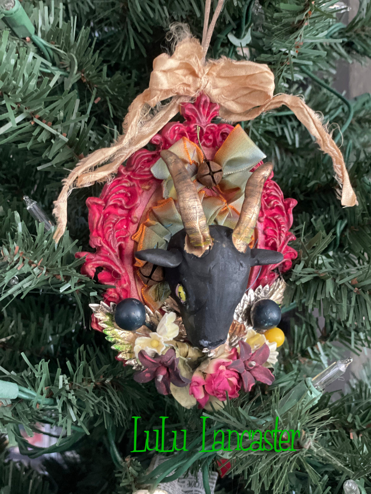 Black Phillip ornament Red frame~ Original LuLu Lancaster Art Doll