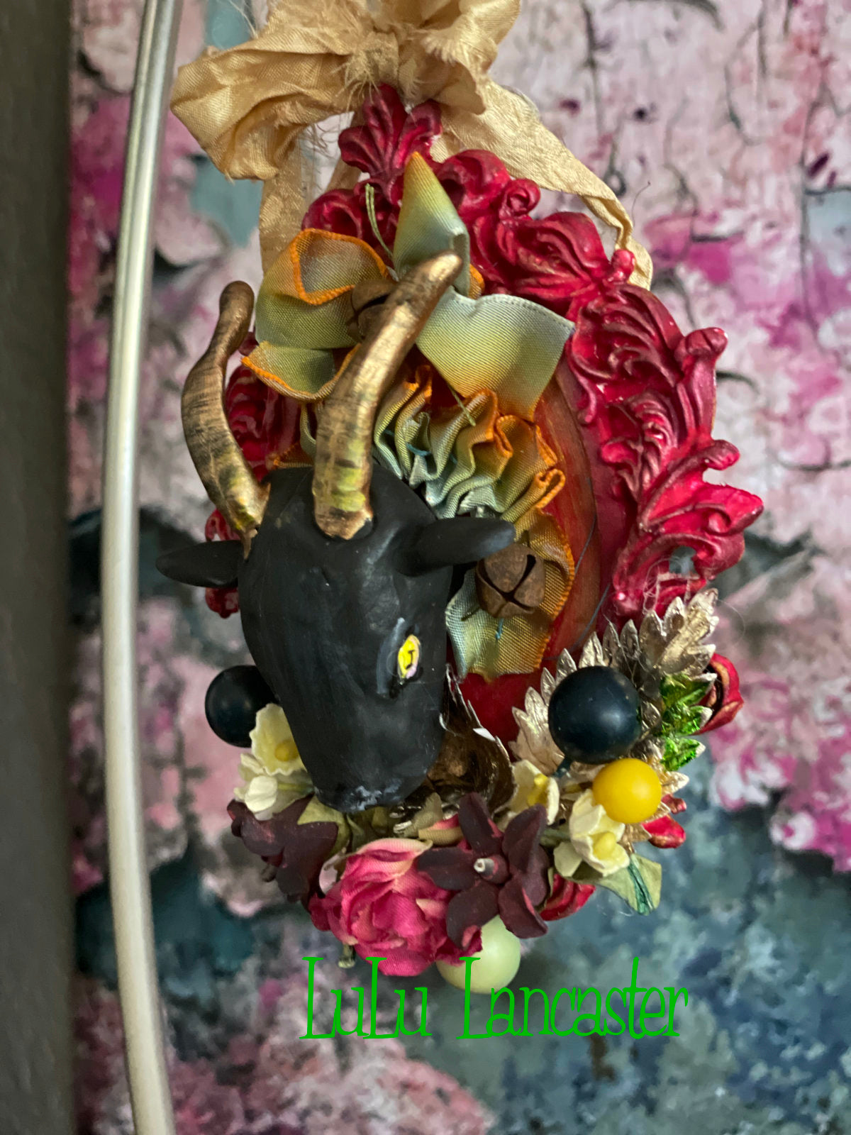 Black Phillip ornament Red frame~ Original LuLu Lancaster Art Doll