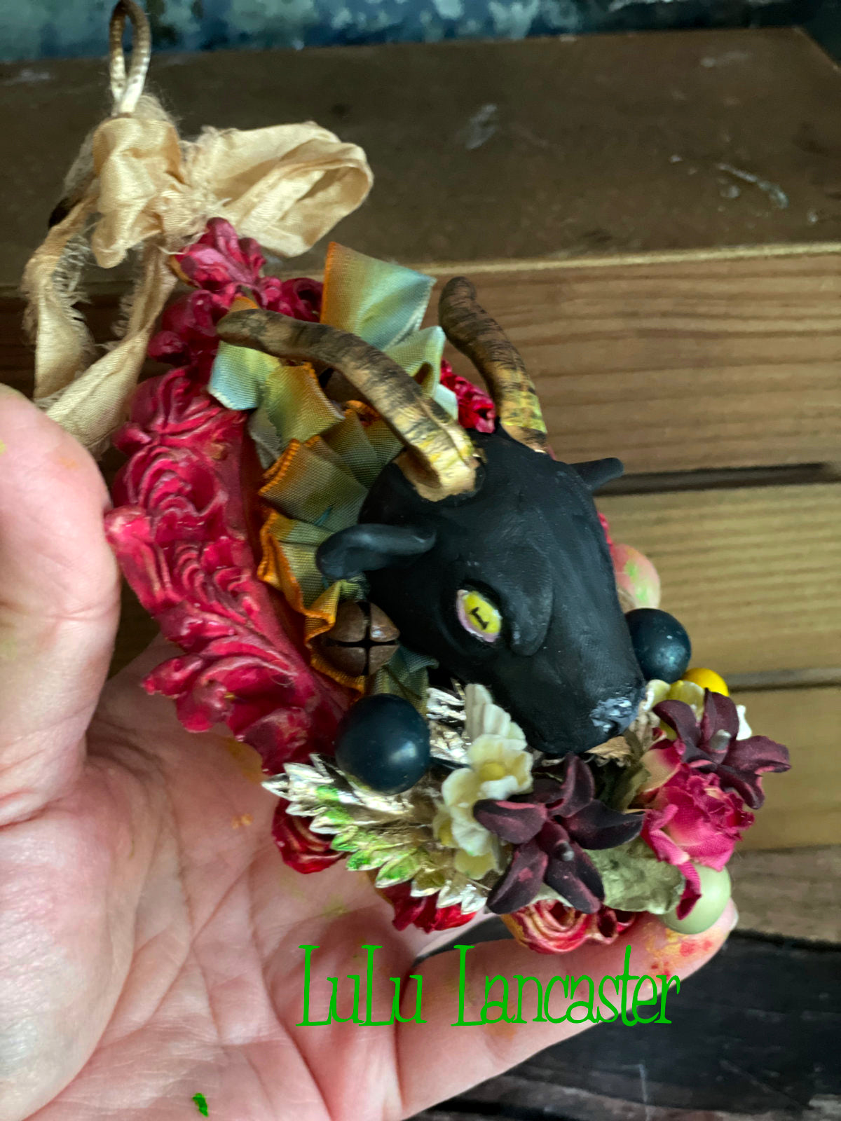 Black Phillip ornament Red frame~ Original LuLu Lancaster Art Doll