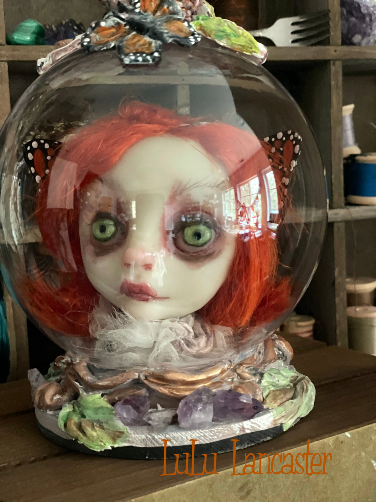 Sayaka Globe~ Monarch Butterfly Original LuLu Lancaster Art Doll