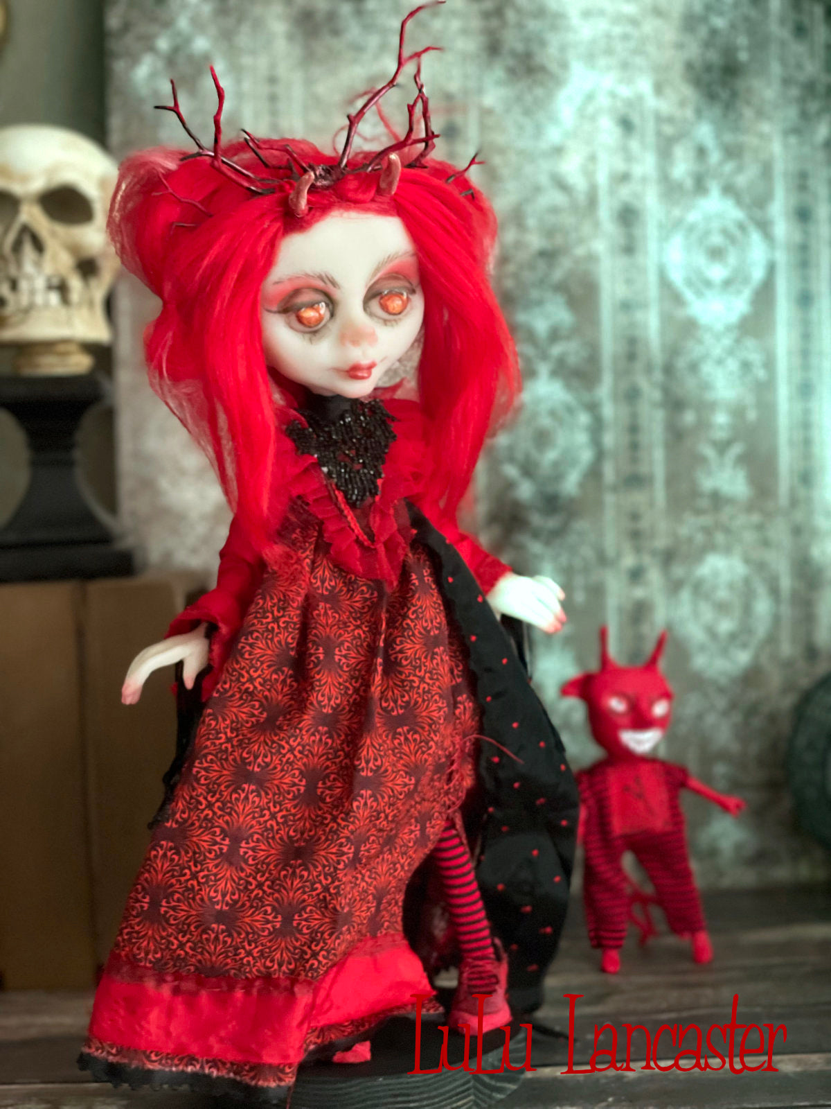 She Devil and Demon Halloween Original LuLu Lancaster Art Dolls
