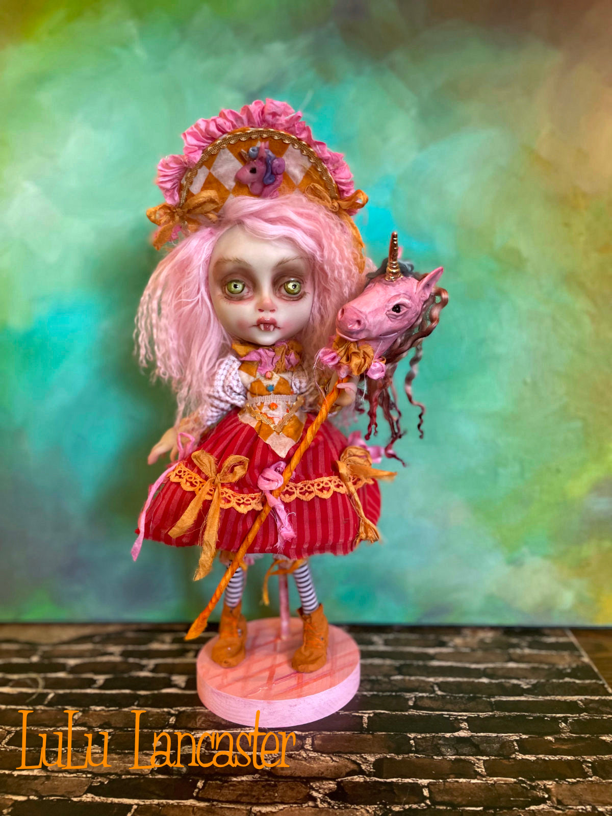 Sorcha Vampire and Unicorn stick pony Original LuLu Lancaster Art Doll
