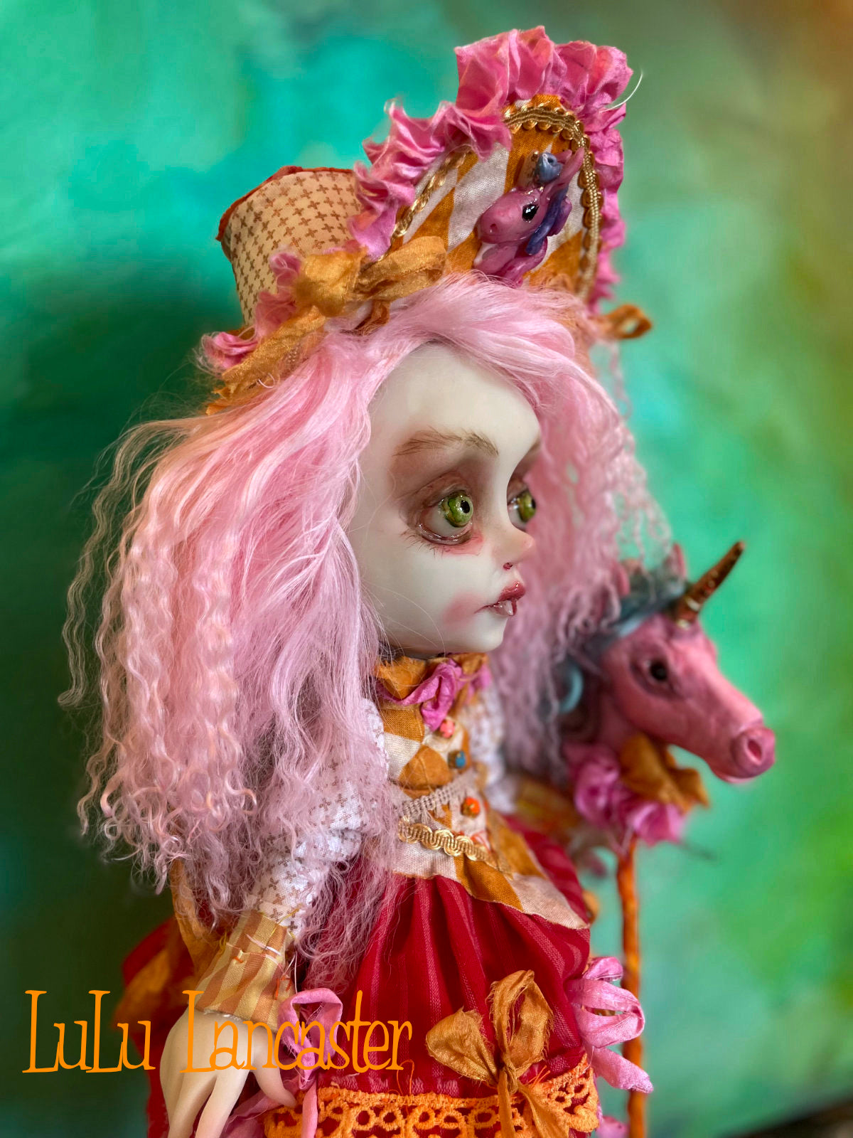 Sorcha Vampire and Unicorn stick pony Original LuLu Lancaster Art Doll