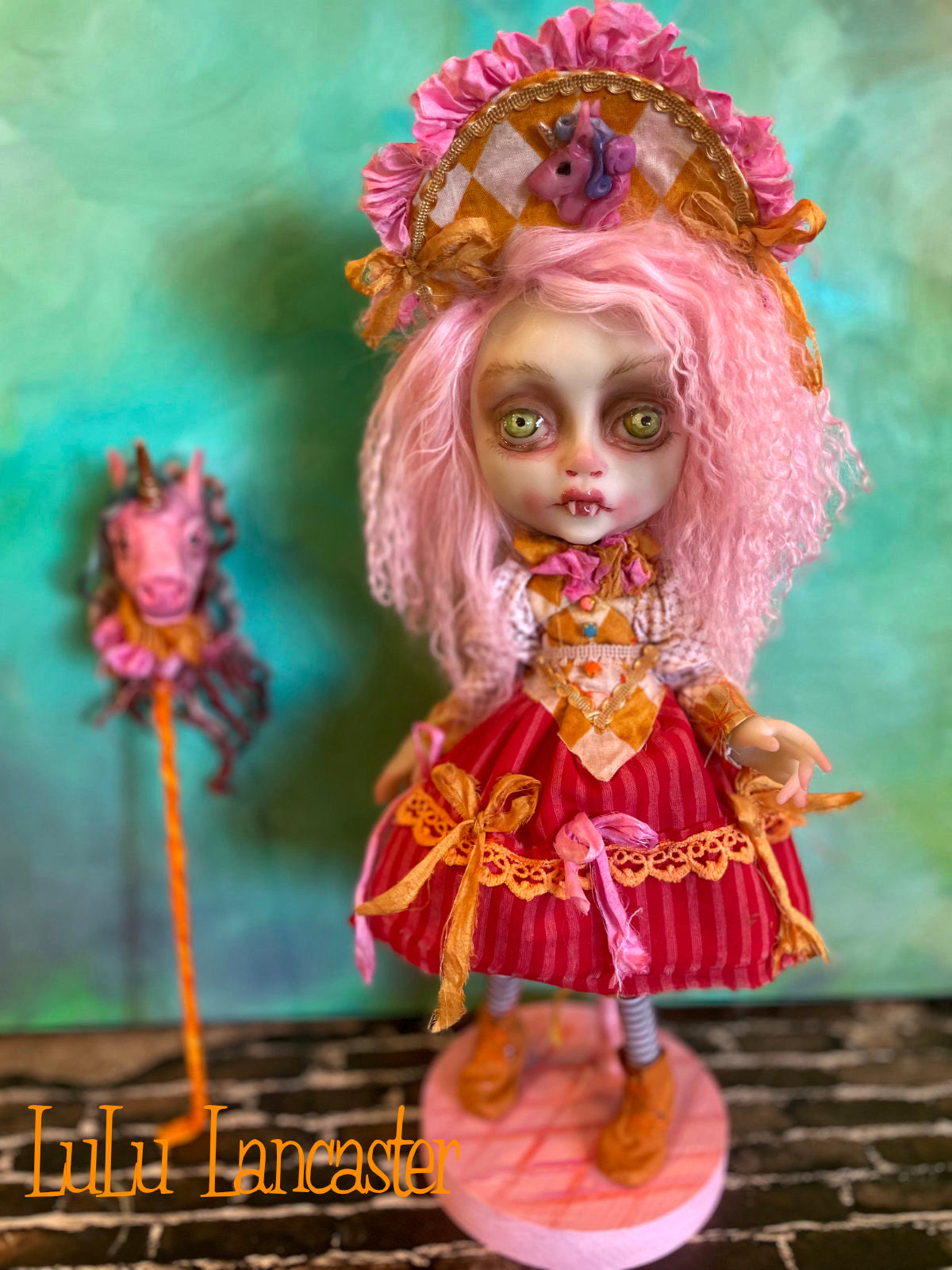 Sorcha Vampire and Unicorn stick pony Original LuLu Lancaster Art Doll