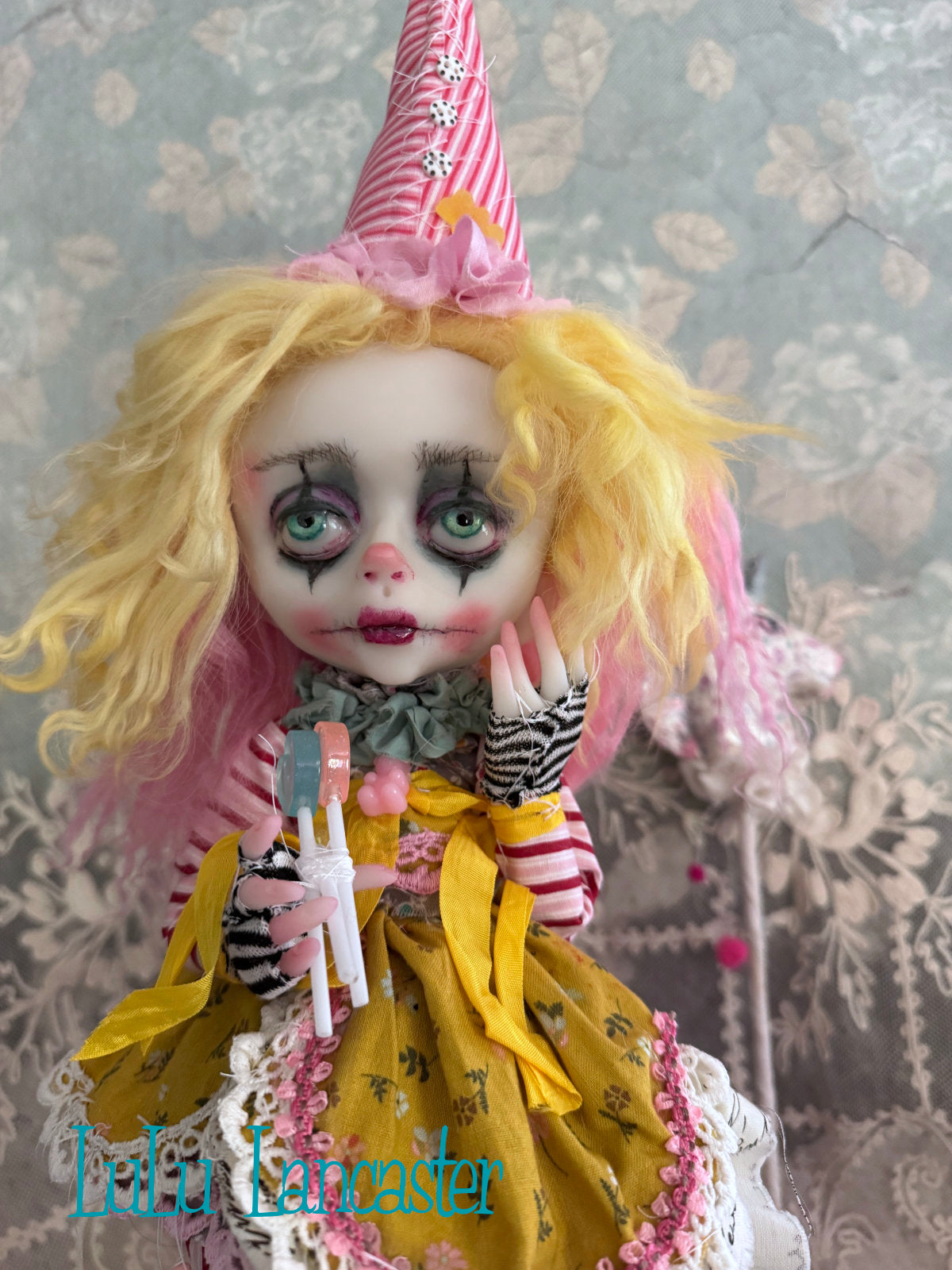 Taffy Poupee the Clown and PolkaDot Pearl the Unicorn Original LuLu Lancaster Art Doll