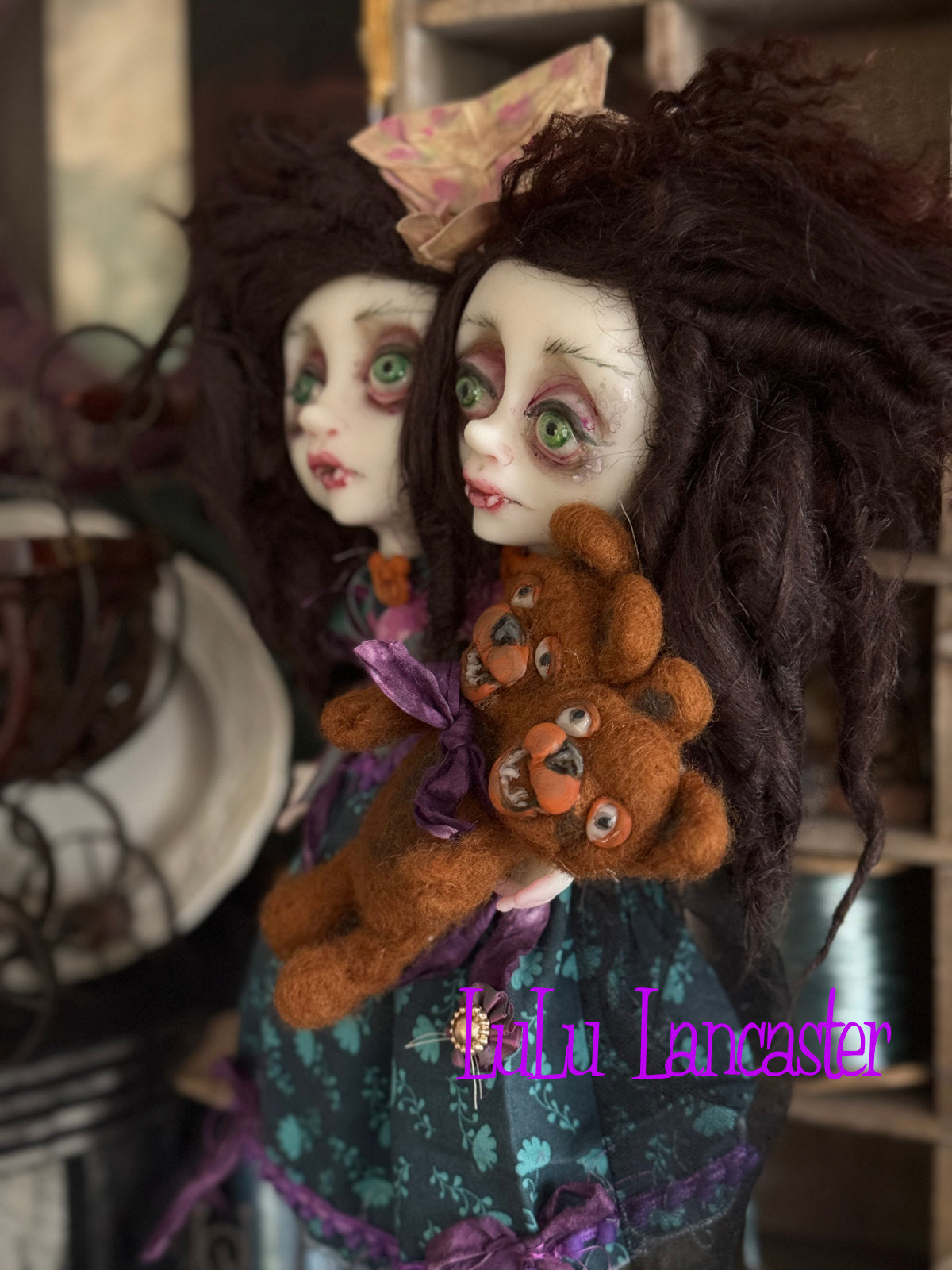 Teddy and Theadora squishy head Vampires Original LuLu Lancaster Art Doll