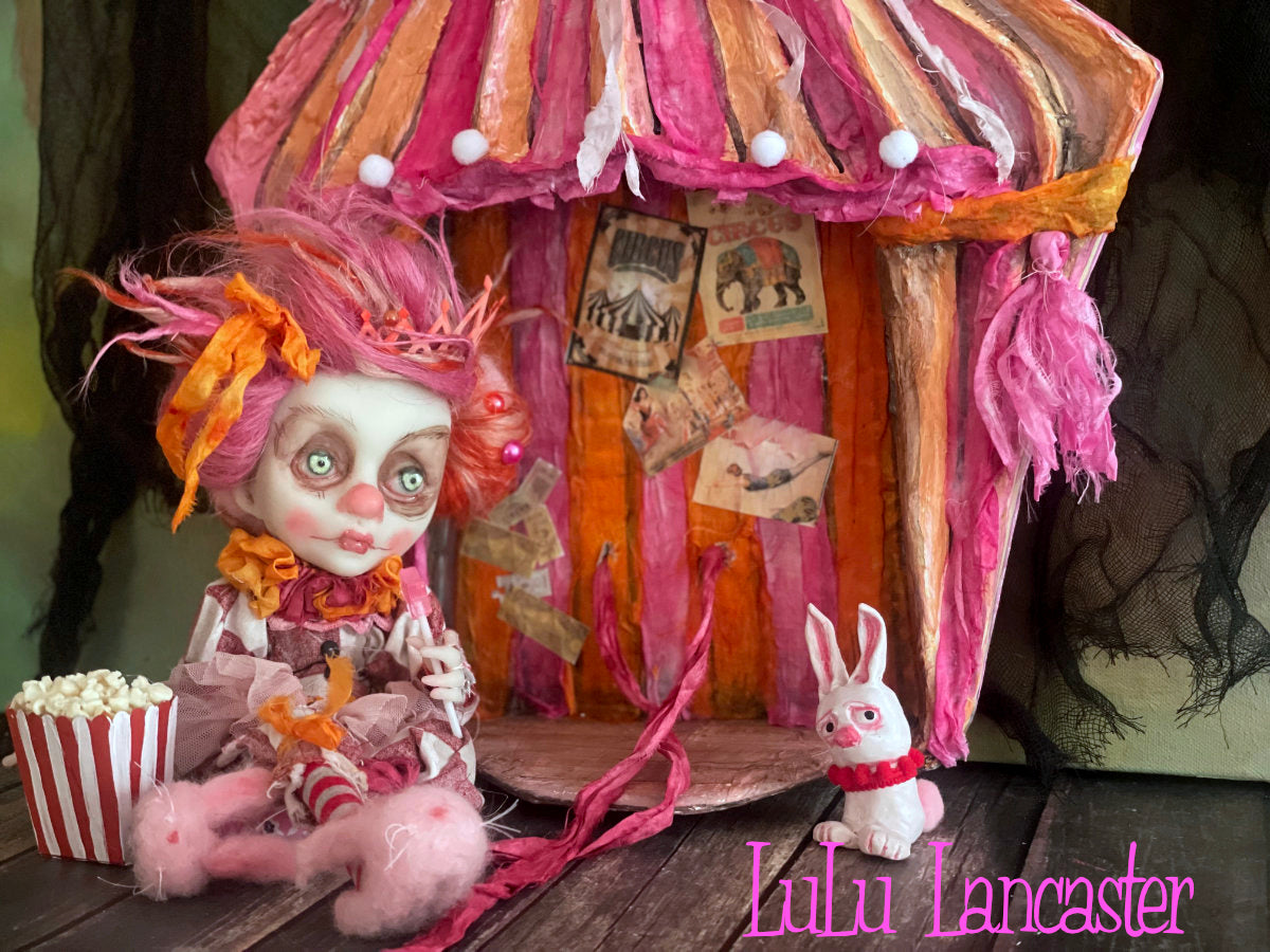 Trinket the Clown in her circus tent Halloween Original LuLu Lancaster Art Doll