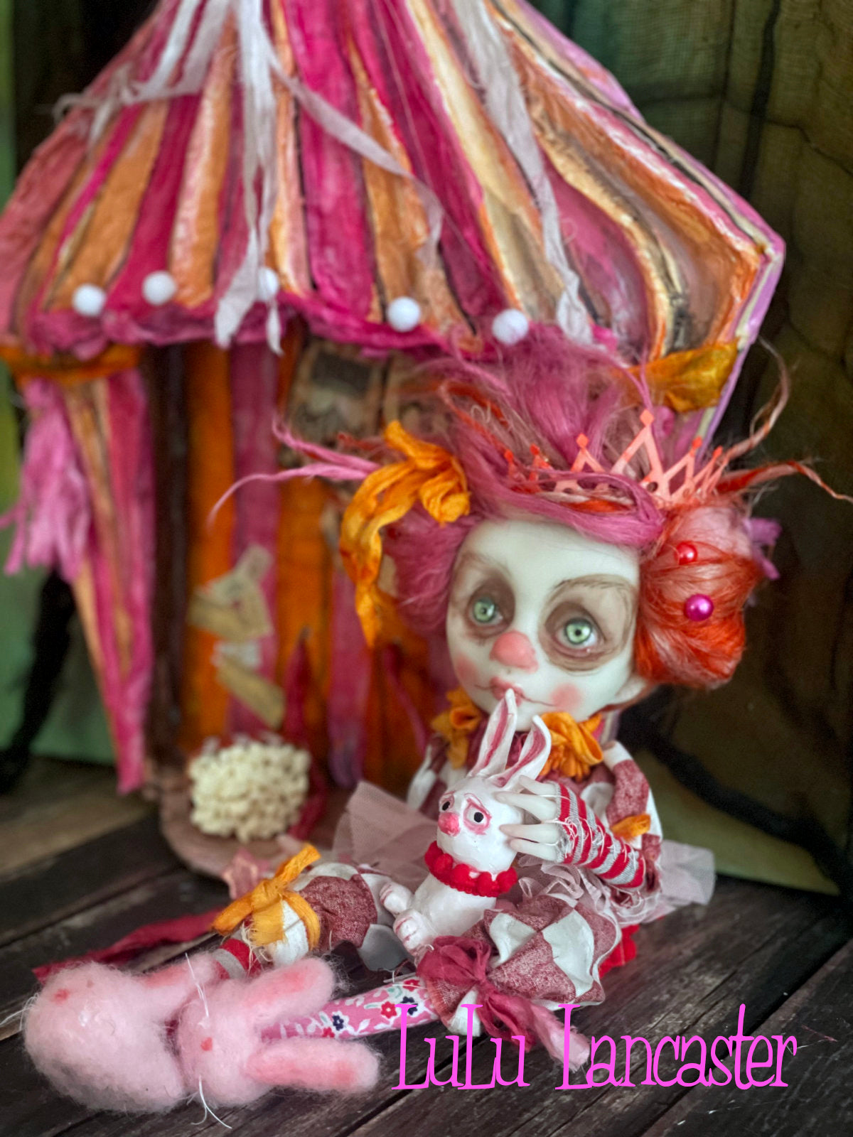 Trinket the Clown in her circus tent Halloween Original LuLu Lancaster Art Doll