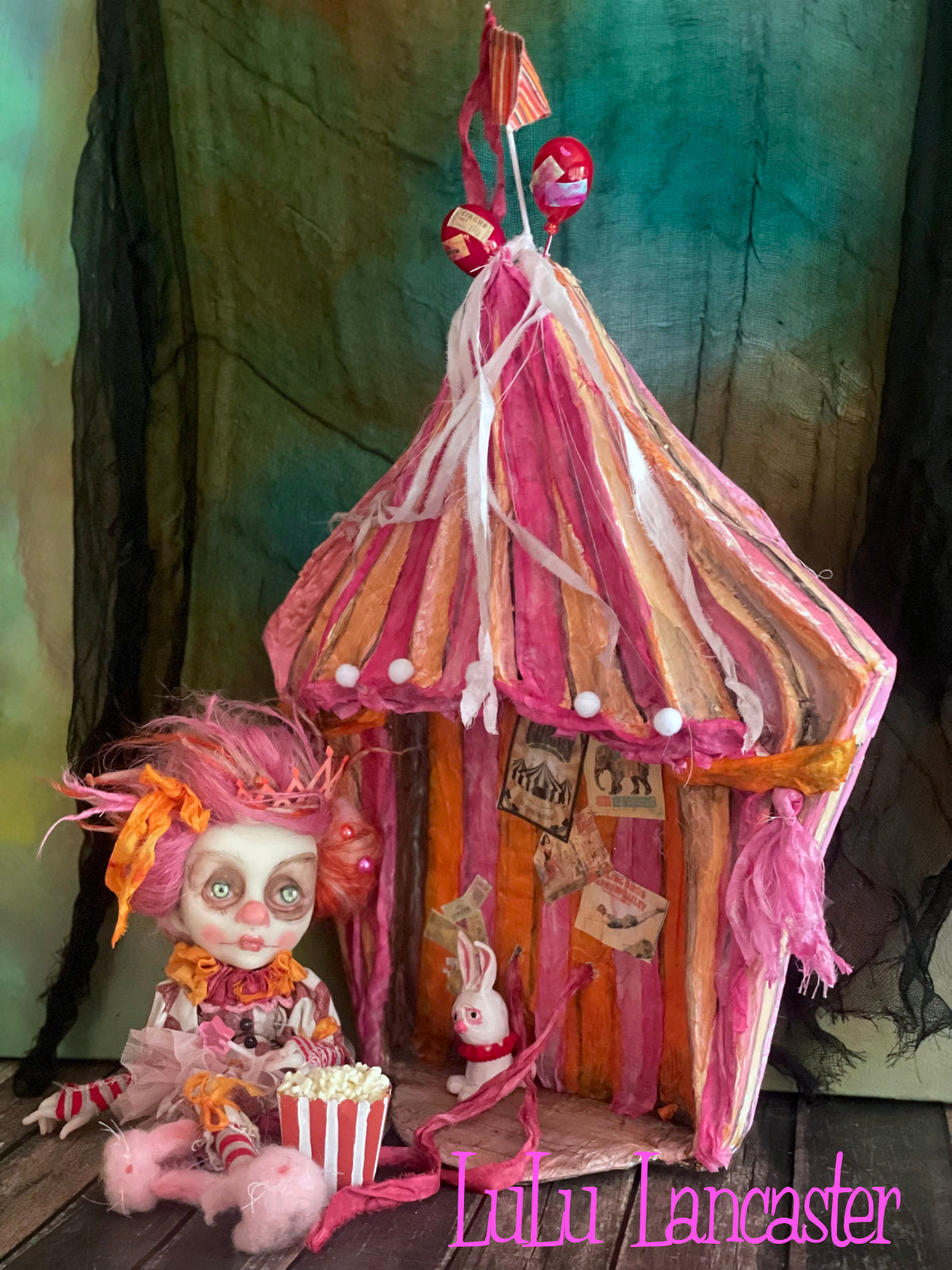 Trinket the Clown in her circus tent Halloween Original LuLu Lancaster Art Doll