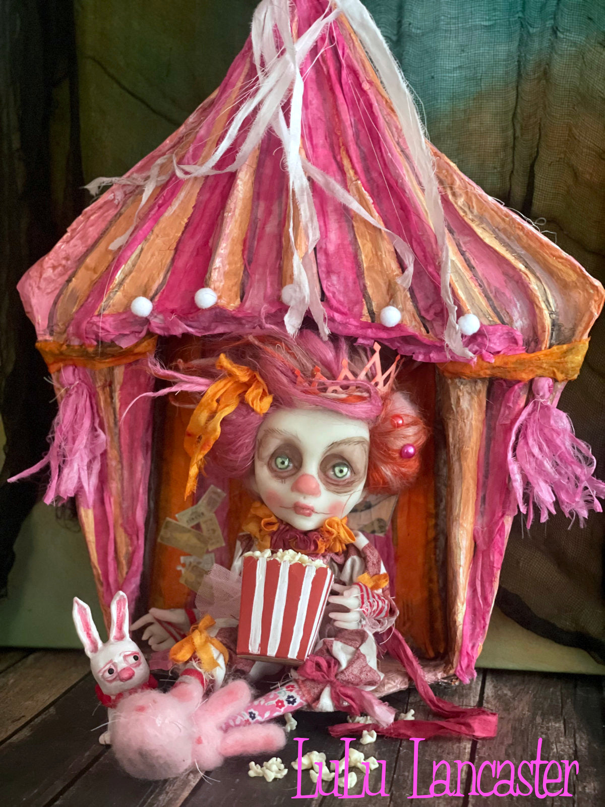 Trinket the Clown in her circus tent Halloween Original LuLu Lancaster Art Doll