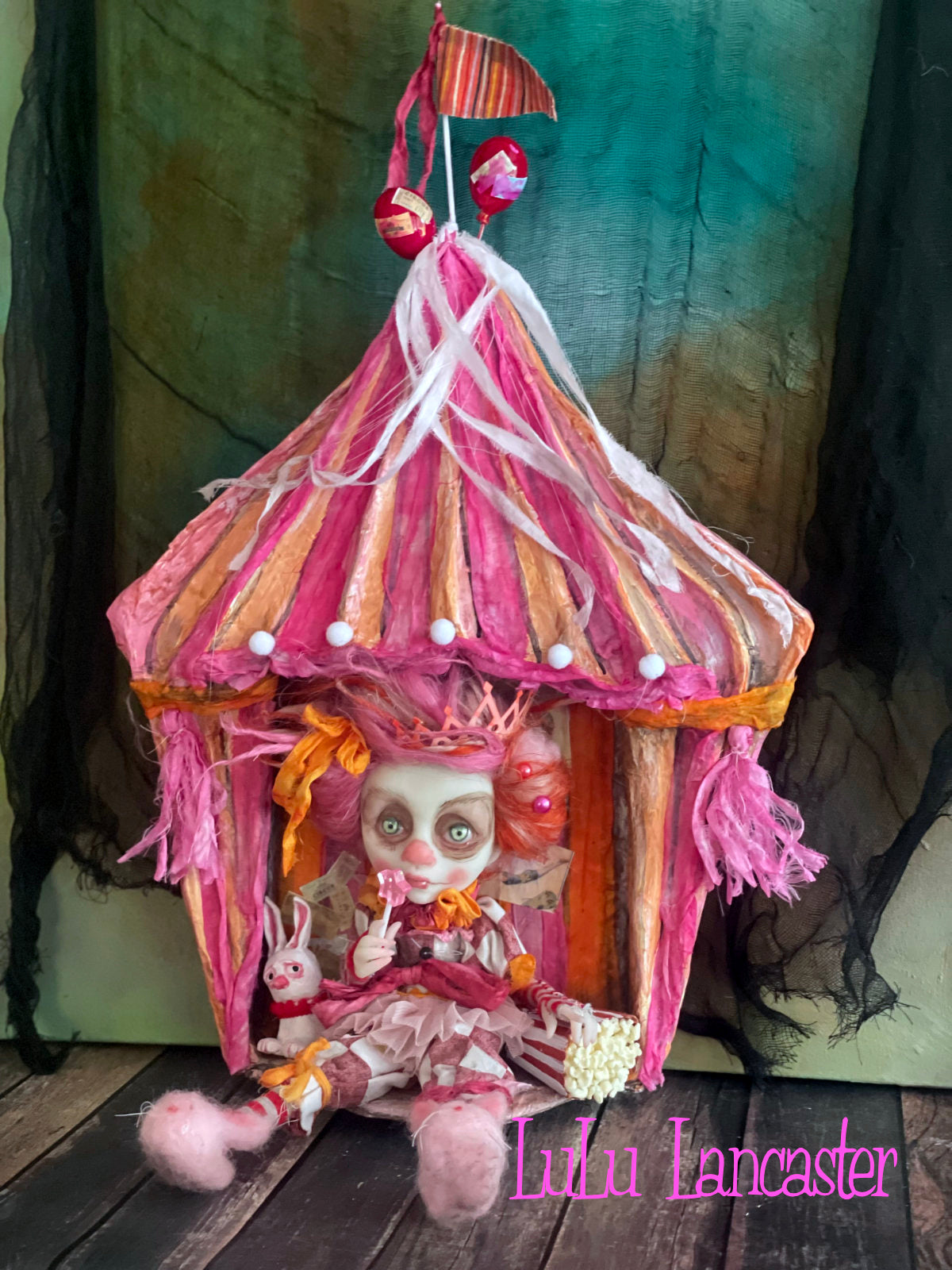 Trinket the Clown in her circus tent Halloween Original LuLu Lancaster Art Doll