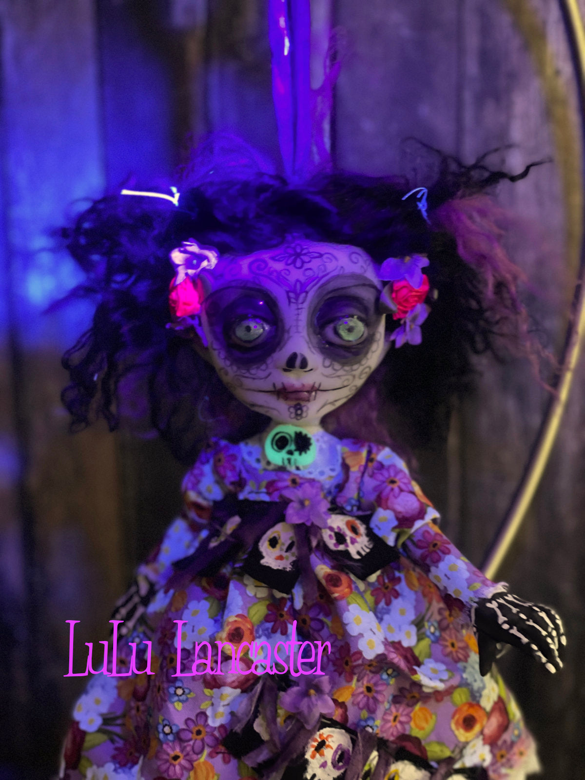 Violeta hanging Day of the dead Original LuLu Lancaster Halloween Art Doll