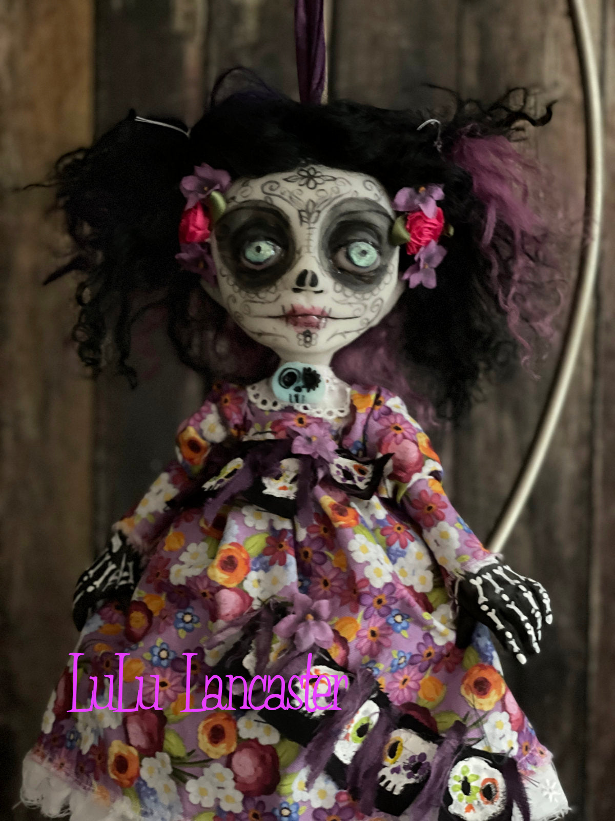 Violeta hanging Day of the dead Original LuLu Lancaster Halloween Art Doll