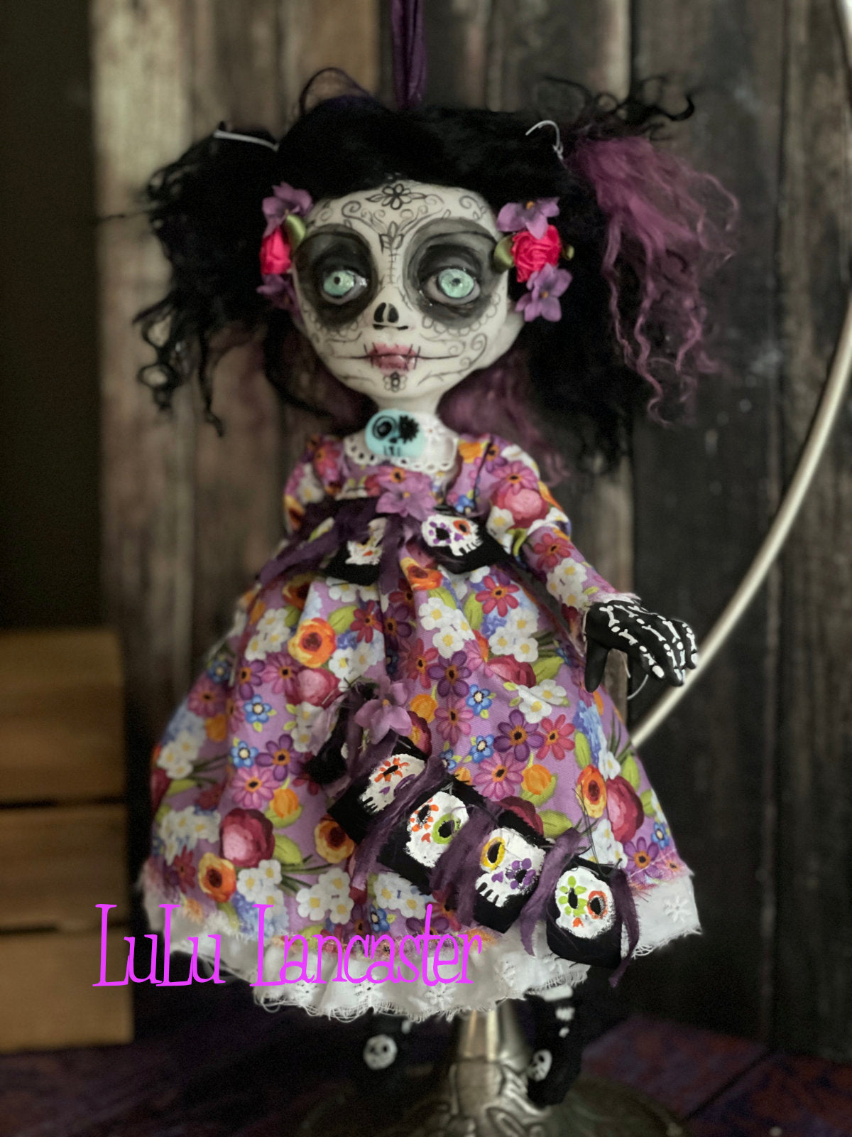 Violeta hanging Day of the dead Original LuLu Lancaster Halloween Art Doll