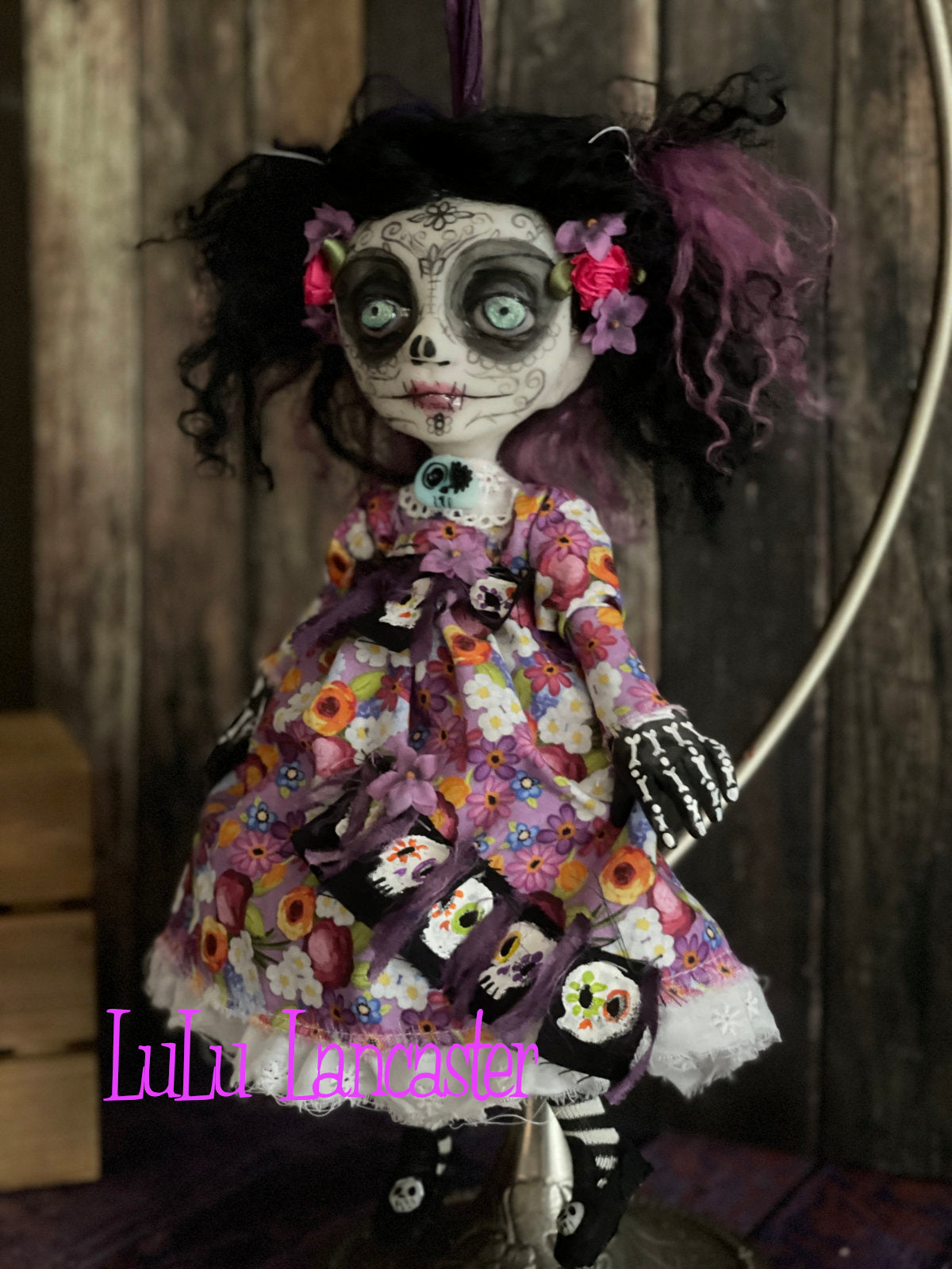 Violeta hanging Day of the dead Original LuLu Lancaster Halloween Art Doll