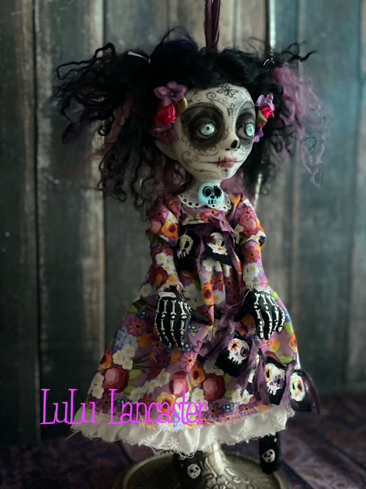 Violeta hanging Day of the dead Original LuLu Lancaster Halloween Art Doll