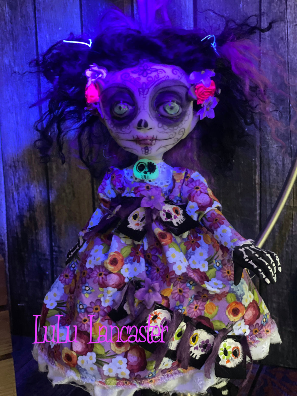 Violeta hanging Day of the dead Original LuLu Lancaster Halloween Art Doll