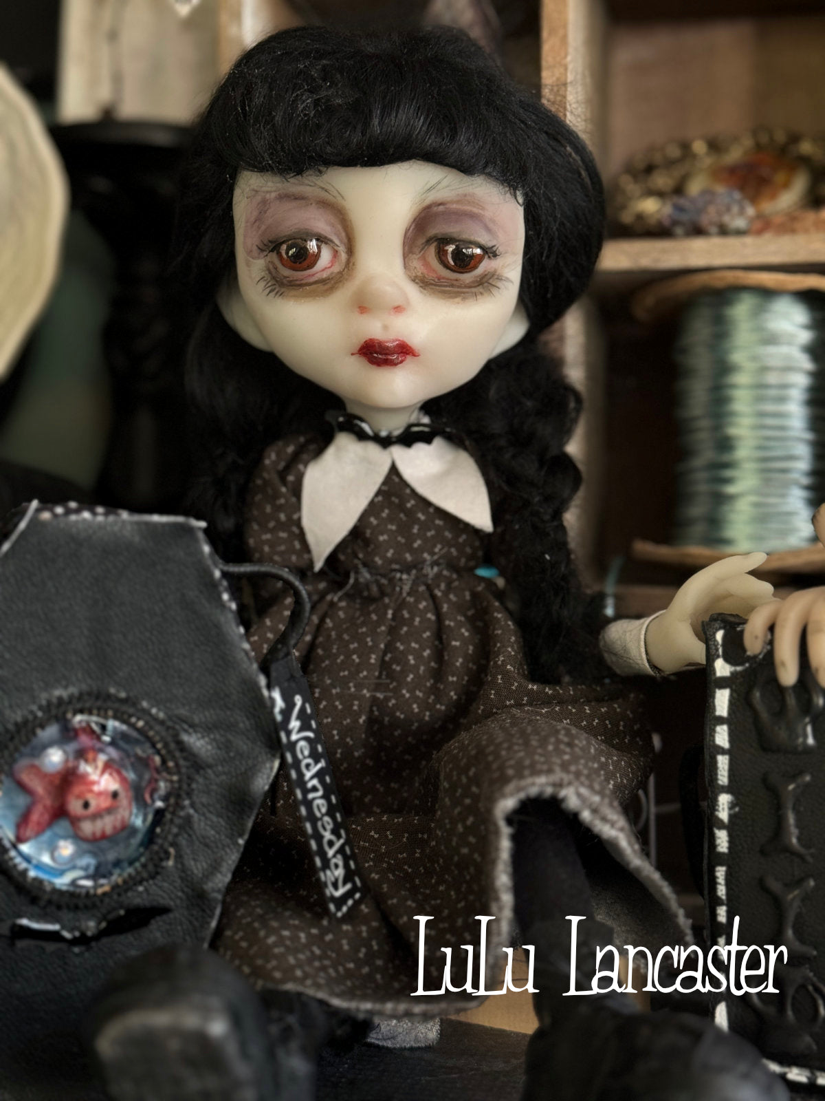 Traveling Wednesday and Thing Original LuLu Lancaster Art Doll