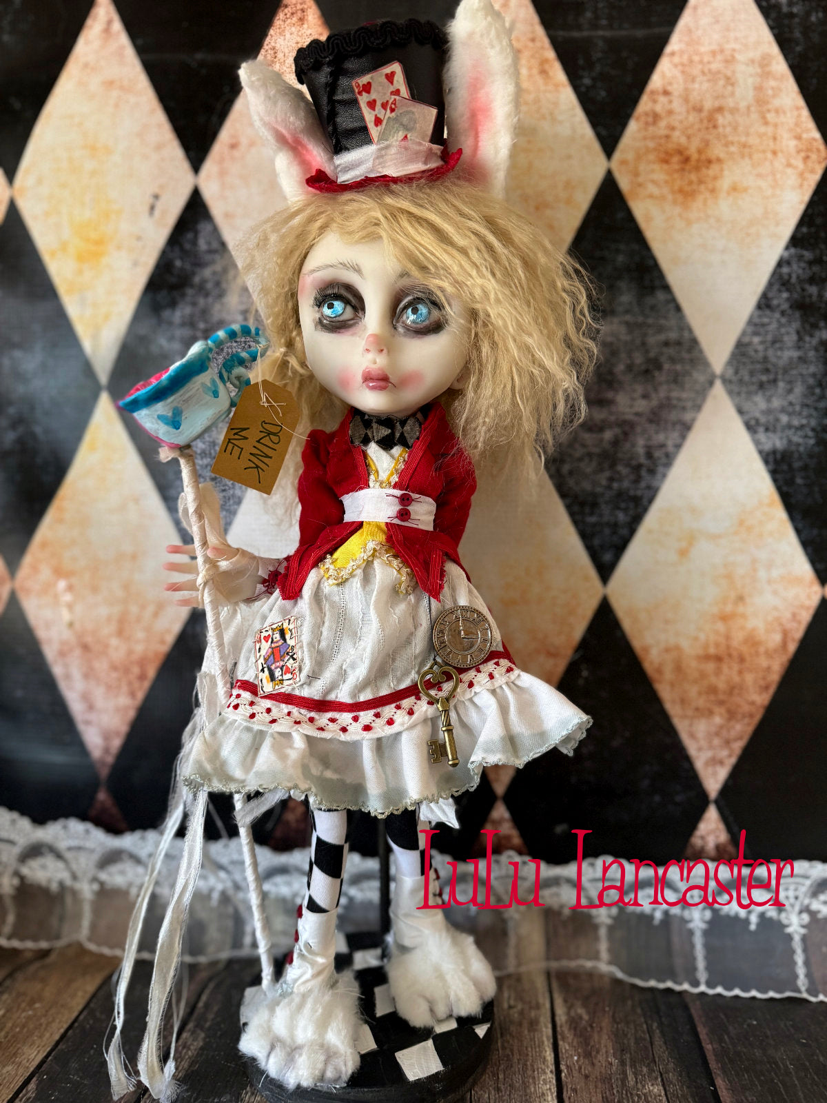 White Rabbit Alice Wonderland ~Original LuLu Lancaster Art Doll