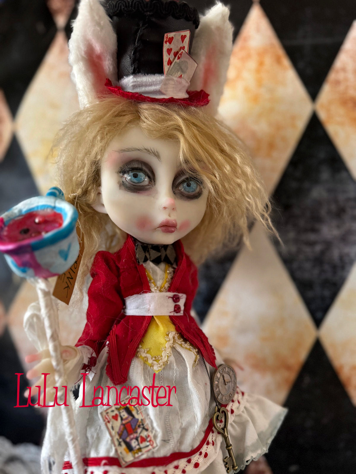 White Rabbit Alice Wonderland ~Original LuLu Lancaster Art Doll