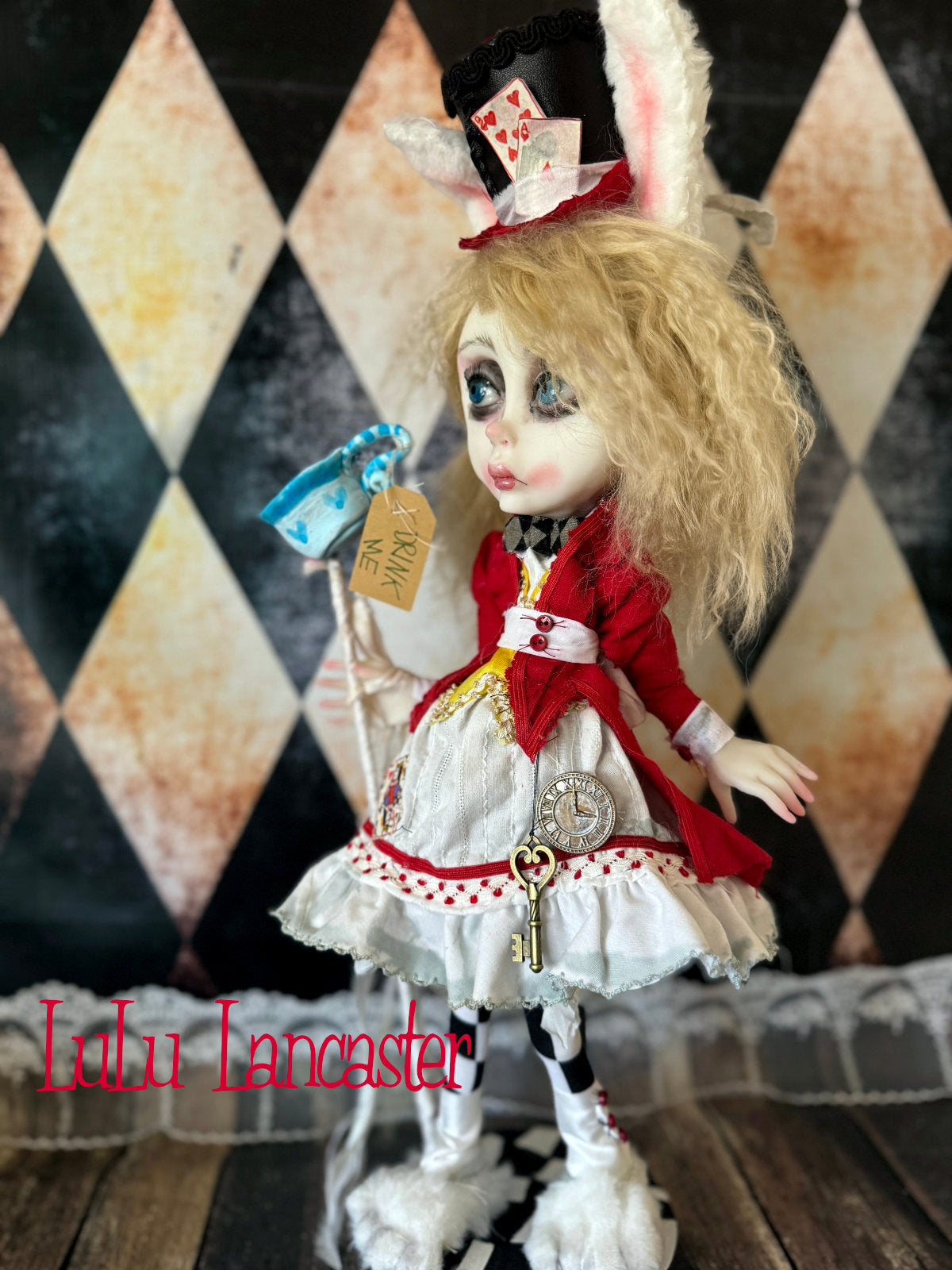 White Rabbit Alice Wonderland ~Original LuLu Lancaster Art Doll