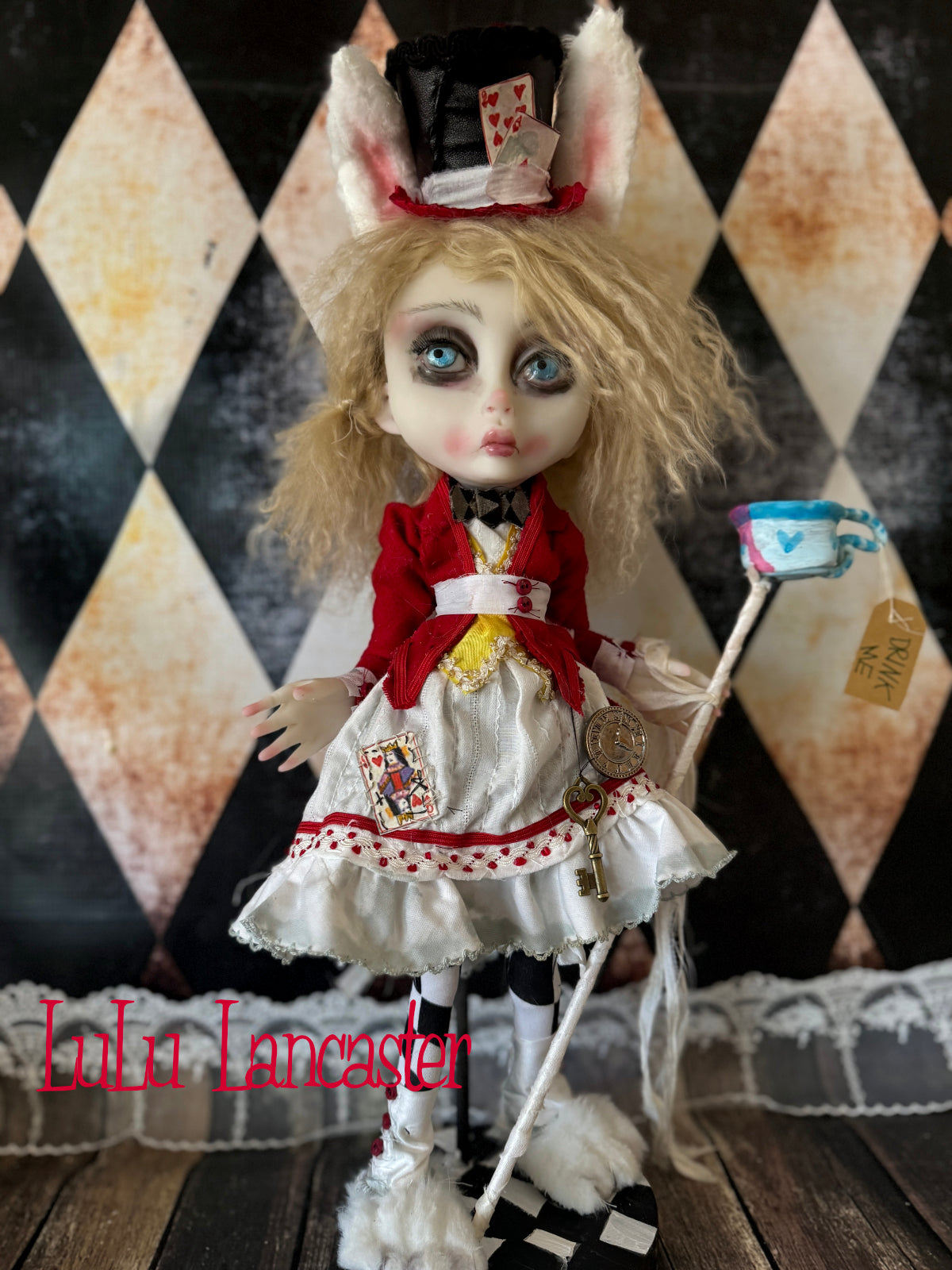 White Rabbit Alice Wonderland ~Original LuLu Lancaster Art Doll