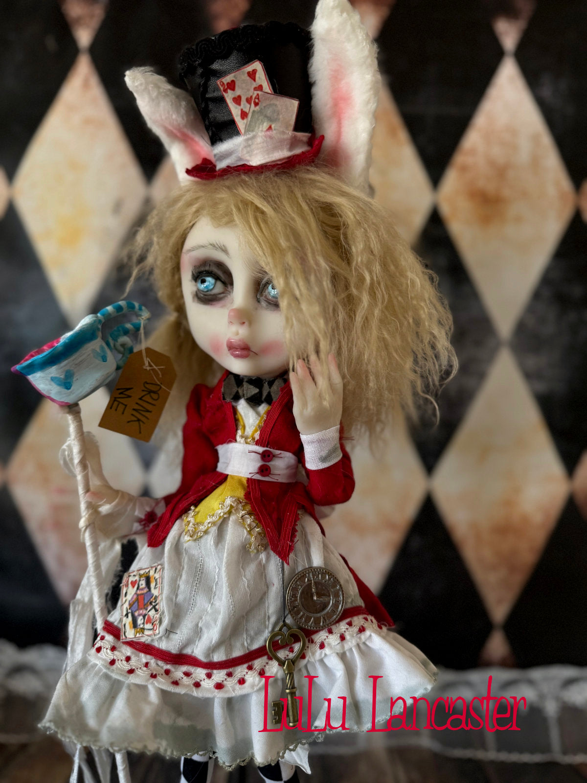 White Rabbit Alice Wonderland ~Original LuLu Lancaster Art Doll