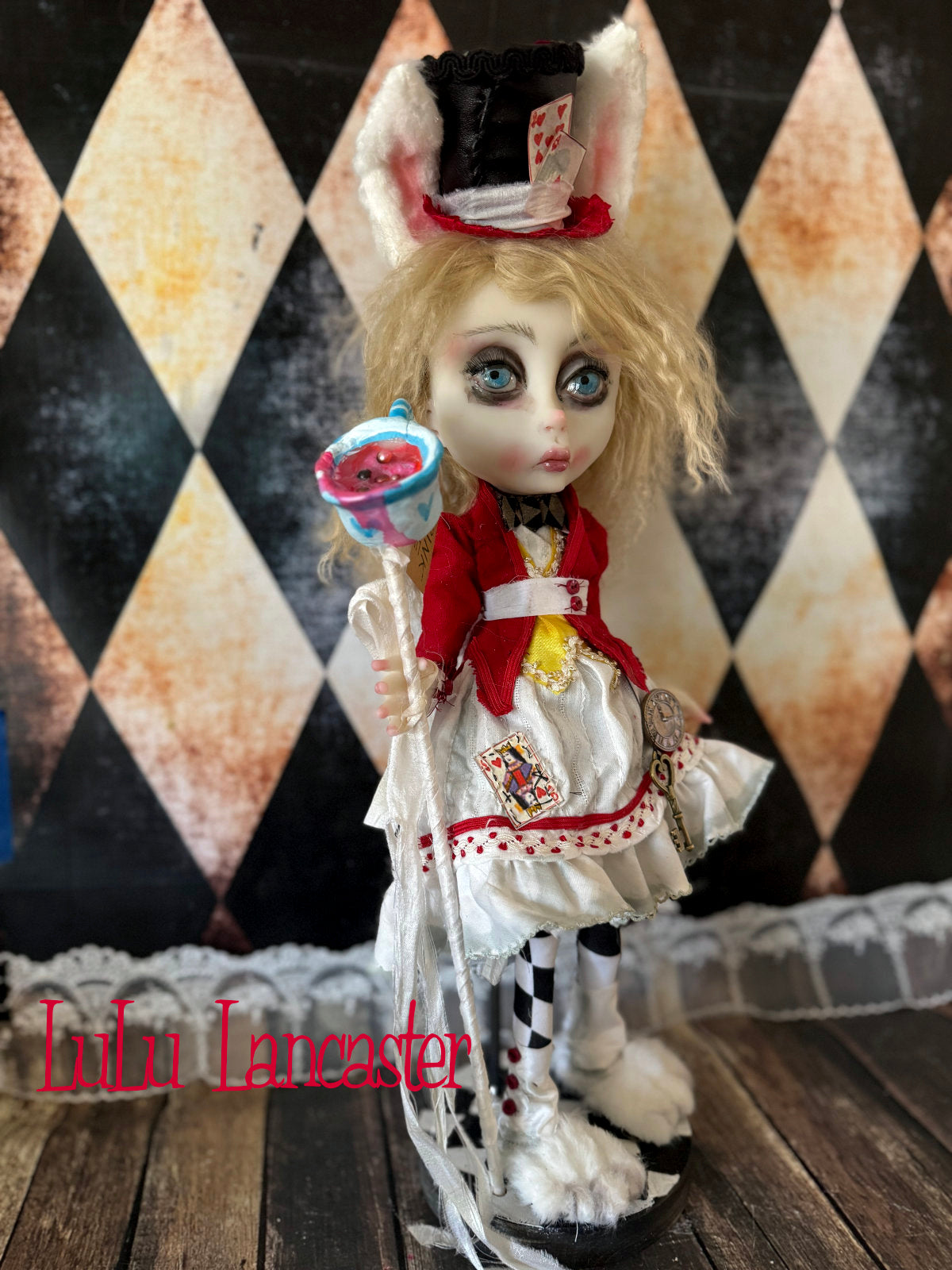 White Rabbit Alice Wonderland ~Original LuLu Lancaster Art Doll